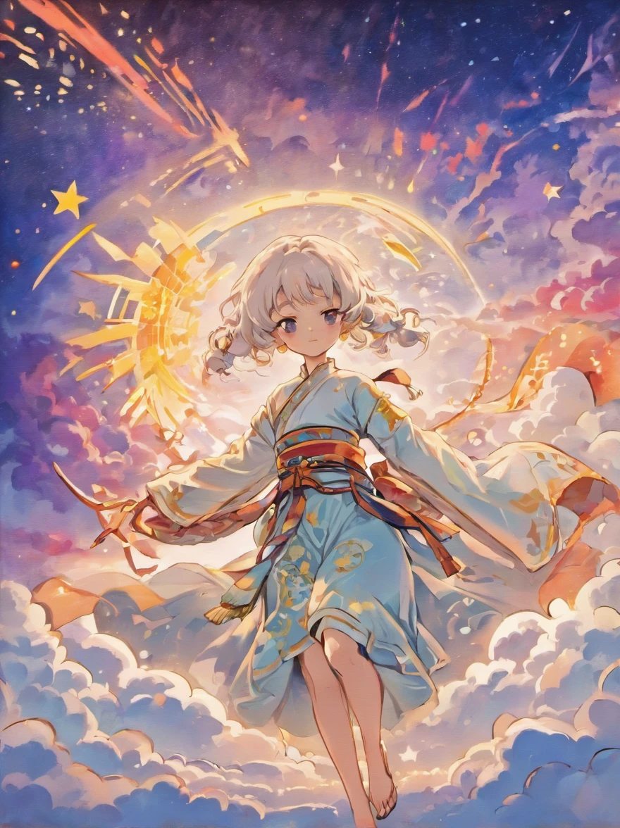 (White background:1.4),(colorful night sky、Oriental elements),(Chinese Illustration:1.3,paper art:1.3, Quilted Paper Art:1.2),( Reasonable design, Clear lines, High Sharpness,Best Quality, Very detailed, masutepiece, Movie Light Effects, 4K )