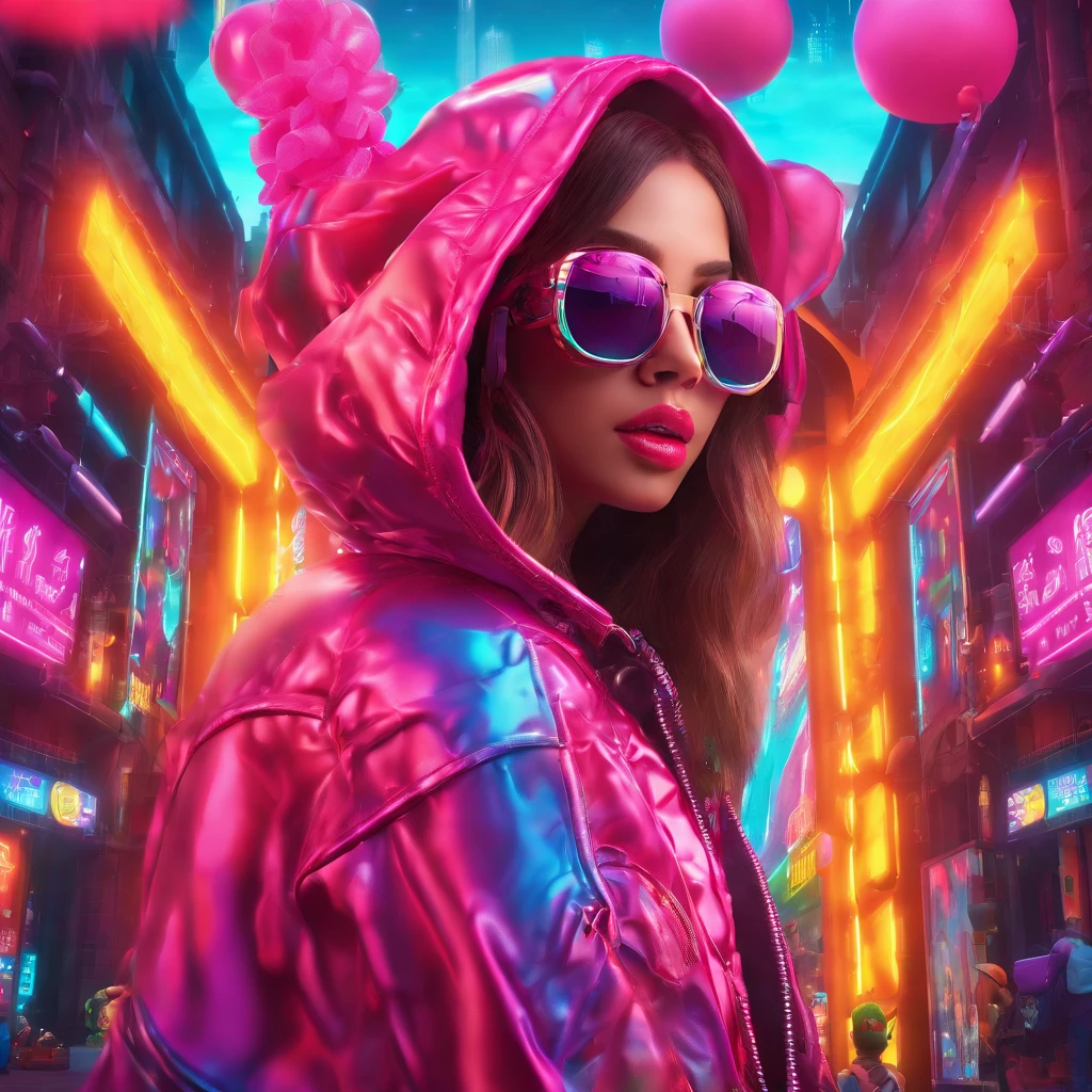 In a whimsical kawaii cafe, Kitten Fluffy, crafted from highly detailed curling, thin glowing multi-colored smoke, dons a rose flower hoodie and fancy funny stylish giant shiny sunglasses. Against a backdrop of vibrant neon typography spelling VIKUSIA, FAINOHO DNIA, capture its enchantment in a digital art masterpiece. Incorporate volumetric 3D rendering, Octane render, and vibrant graffiti elements to create a fantasy illustration that showcases its fashion-forward style. Make it pop with a poster-worthy 3D render that embraces the essence of this captivating character ((stunningly tantalizing view)). 3D, highly detailed, sharp focus, 8K, ultra quality, UHD, crystal clear, bokeh. Black magic Pocket Cinema Camera 6K Pro with Sigma 18-35mm f/1.8 DC HSM Art lens Canon EOS 5D Mark IV camera with a Canon EF 24-70mm f/2.8L II USM lens --ar 9:16 --v 5.2 --s 750, architecture, vibrant, wildlife photography, portrait photography, fashion, cinematic, typography, 3d render, poster, photo