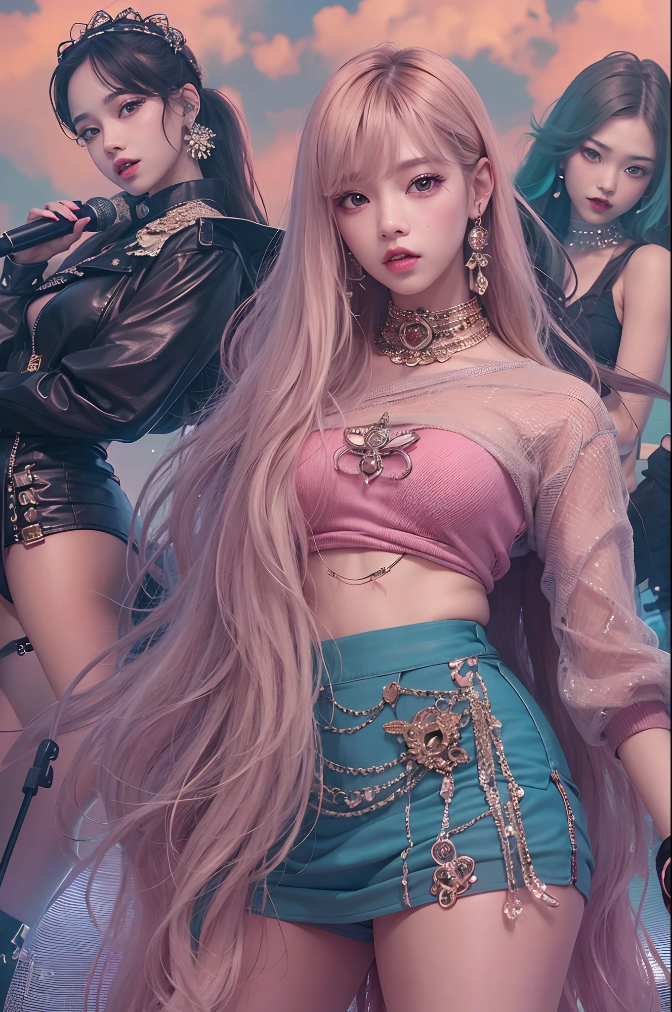 a close up of a woman in a short skirt and a microphone, jisoo from blackpink, jisoo of blackpink, blackpink jennie, bae suzy, portrait jisoo blackpink, lalisa manoban of blackpink, jia, performing on stage, kda, lalisa manobal, sun yunjoo, jossi of blackpink, jinyoung shin, aesthetic!!!!!! female genie