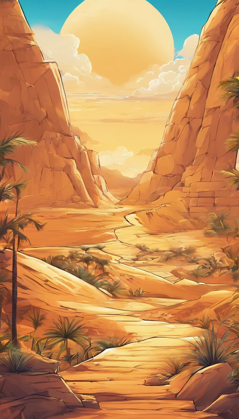 Yellow sand in the sky，The backdrop is a vast desert, pyramid，A Esfinge，digital landscape art, detailed scenery—width 672, arte de paisagem, environment design illustration, scenery art detailed, Desert oasis landscape, Conceito-Arte, Arte digital altamente detalhada em 4k, Pintura digital 4K, Pintura digital 4k, stunning digital illustration, fundo do deserto, arte conceitual de pintura digital, pintura digital detalhada