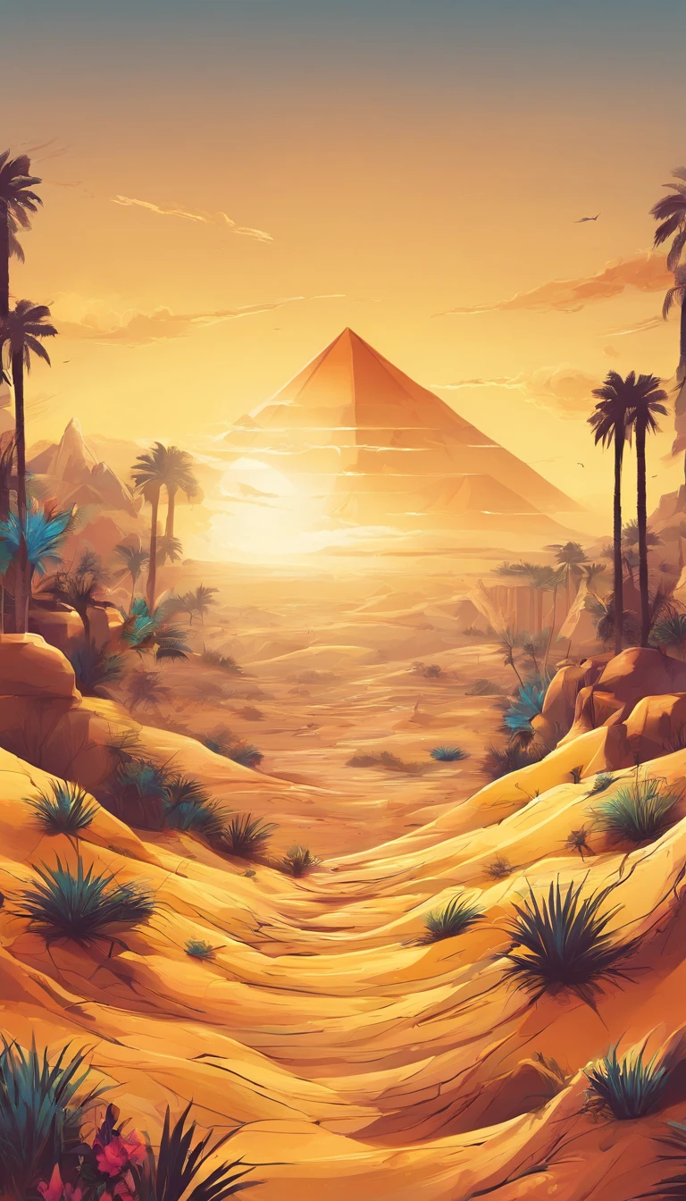 Yellow sand in the sky,The backdrop is a vast desert, pyramid,A Esfinge,digital landscape art, detailed scenery—width 672, arte de paisagem, environment design illustration, scenery art detailed, Desert oasis landscape, Conceito-Arte, Arte digital altamente detalhada em 4k, Pintura digital 4K, Pintura digital 4k, stunning digital illustration, fundo do deserto, arte conceitual de pintura digital, pintura digital detalhada