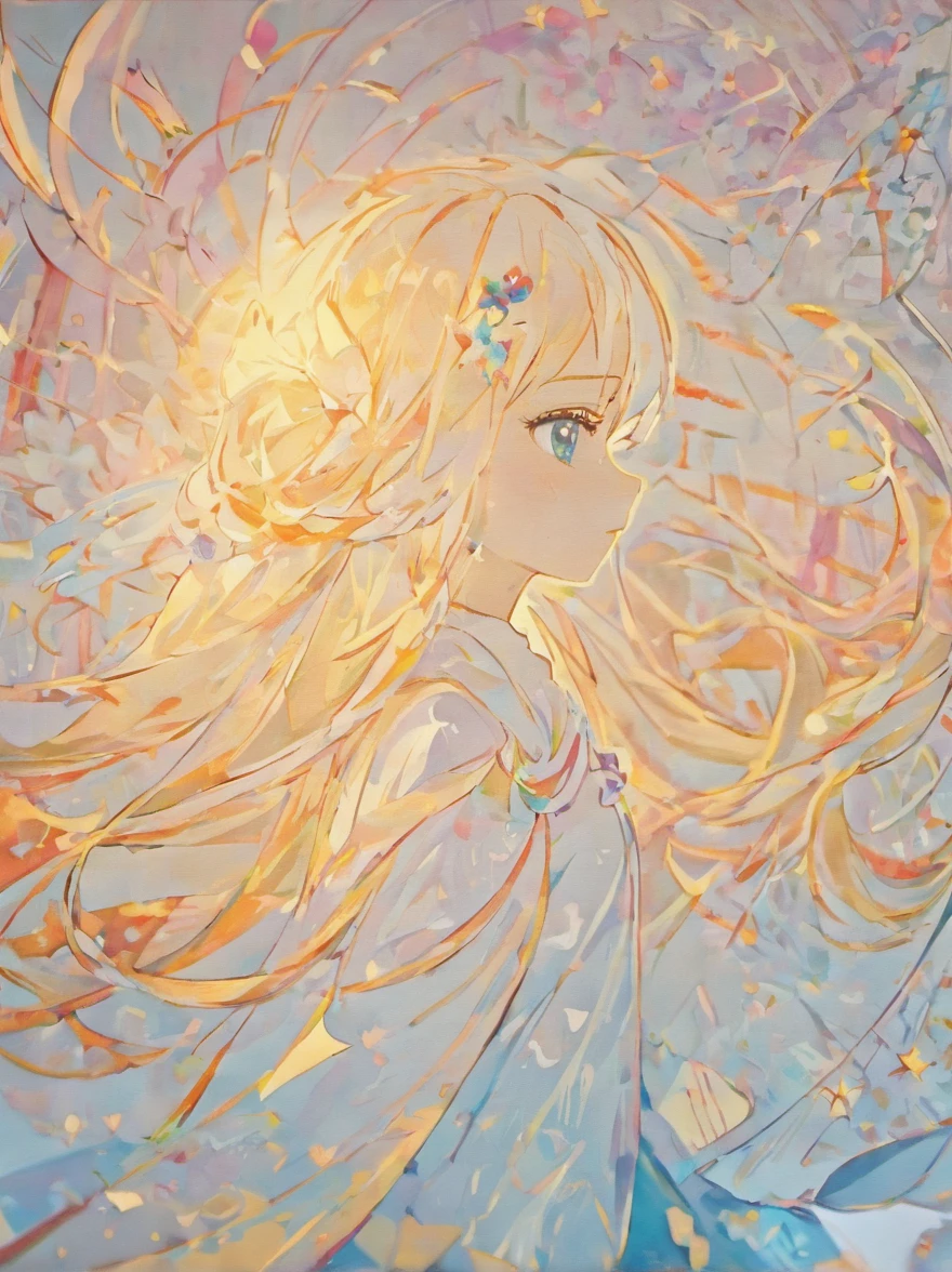 (White background:1.4),(Silhouette of a girl's head, Eyes closed, colorfull long hair, Oriental elements)，(Chinese illustration:1.3，paper art:1.3, Quilted paper art:1.2),( reasonable design, Clear lines, High sharpness,Best quality, Very detailed, Masterpiece, movie light effect, 4K )
