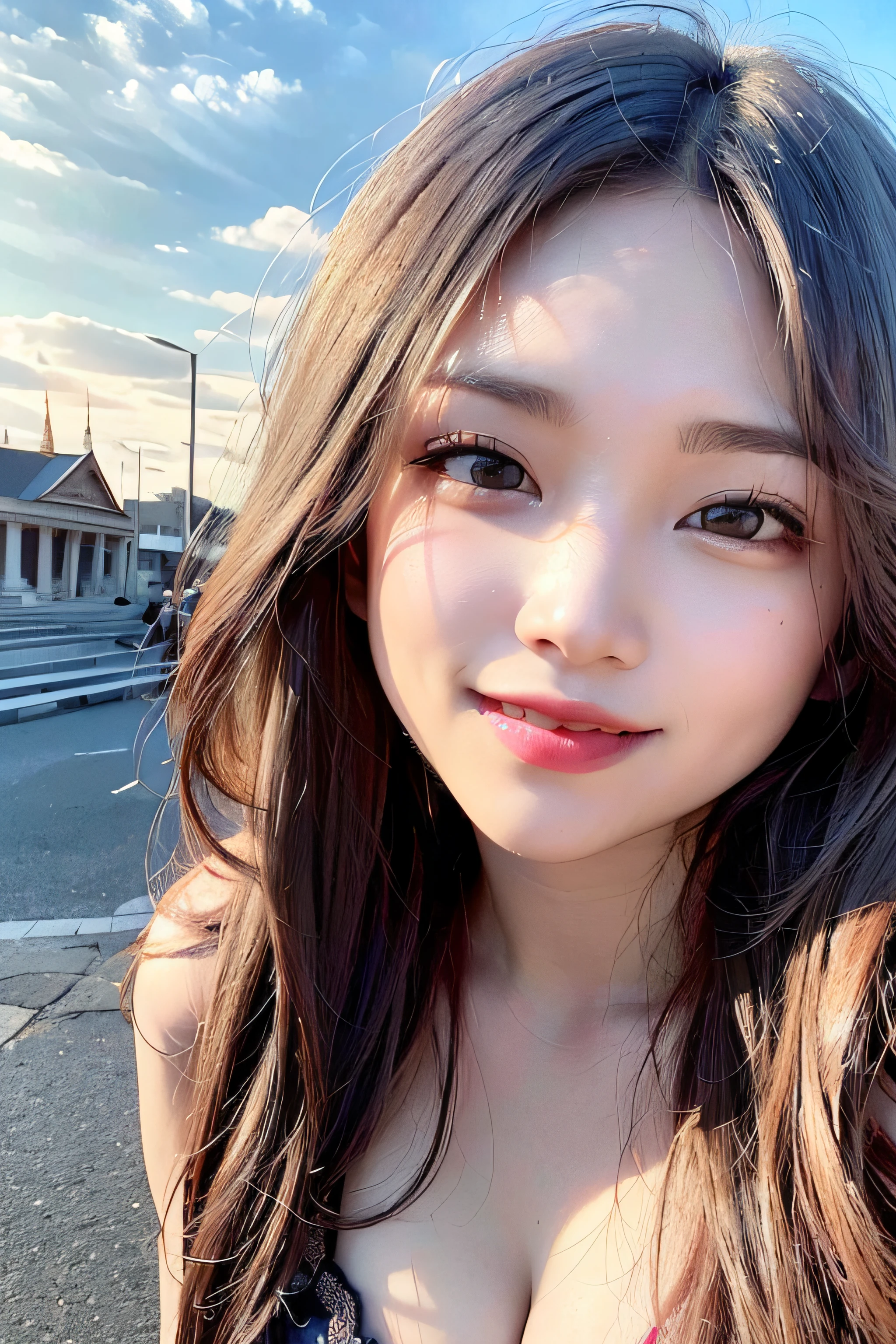 Trip (Only slim shoulder straps, Ultra-low-cut top)( Very close view ) Face view , clothes see-through (((Outdoor paradise))), ((Petals flying in the air )),Light smile,,camel-toe,(Crystal colorful lights),,Soft clouds,((|Cover with a scarf)), ((Cute clothes that are short and wide|no underwares|Slightly perspective ) ((greek architecture,Bohemian architecture,Hindu temples,Thai snacks,Thai style)) starrysky,Beautiful
((Masterpiece)),(realisticlying:1.2),best qualtiy,high high quality,absurderes,rich colourful,stunning art,best qualtiy, ultra - detailed,beautifuldetails, reflective hair,Good lighting, Ray traching, depth of fields,ultra - detailed,illustratio,astounding,finedetail,The is very detailed, ((ultra - detailed)), (Beautiful Meticulous Girl), Beautiful detail glow, Complicated details, A high resolution, Extremely refined and beautiful,beatiful detailed eyes, hdr, Round eyes, detailedfacialfeatures,(Round pupils:1.4) (illustratio),(美丽细致的眼睛)(Very very detailed face)), depth of fields,(alluring face)((ssmile:1.3)), Smiling lips, (looking at viewert:1.1) closeup cleavage, wide wide shot, Side Body, photore, lewd poses , Moody light, Sistine Phil Beldev, Smile,(((Masterpiece,Best quality,A high resolution)))),Extremely detailed 8K,Beautiful girl with busty body,(hyper HD,ultra - detailed,High detail,high realistic,Ultra-realistic,Photo realism),(1girll:1.5),(realistic dark hair),Short curly hair,Bob cuts hair,(Dynamic posture),Face the camera,A shallow smile,Open lips,Light blue eyes,Average chest,
(Beautiful and detailed face,Beautiful and delicate eyes),Sunlight),(Beautiful buttocks 0.5),Color backlight
split, Cover your chest with only your hands,hips bare,earring,Pink sexy yarn,((Striped underwear、Black openwork underwear、Transparent embroidered tulle underwear set,Gold bracelets,Pink lace gloves))Lace pantyhose、Lace gloves、Wedding headscarf、pearls necklace,(toppless)(Very small panties),Moles under eyes, ((Gray-blue hair)),Crystal glowing necklace