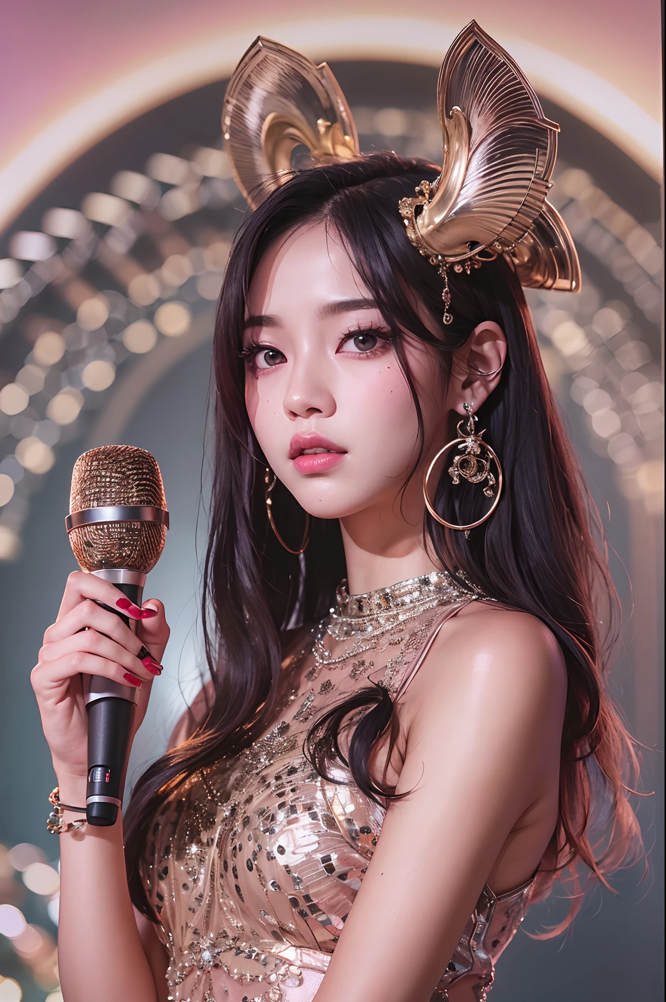 a close up of a woman in a short skirt and a microphone, jisoo from blackpink, jisoo of blackpink, blackpink jennie, bae suzy, portrait jisoo blackpink, lalisa manoban of blackpink, jia, performing on stage, kda, lalisa manobal, sun yunjoo, jossi of blackpink, jinyoung shin, aesthetic!!!!!! female genie