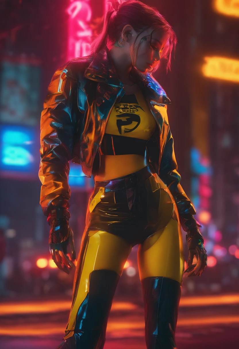 1girl on a motorcycle,Cyberpunk 2077,Extreme light and shadow,Aurora chase,extremelycomplicateddetails,Extremely strong reflected light,Extreme ambient light,the city that never sleeps,Analog cameras,rendering by octane,8K,CGSociety trends,Extremely complex and delicate eye structure,facing at the camera,neon light detail,globalillumination,Front close-up,Super delicate facial features,Ultra-delicate skin,Cold,Cyberpunk 2077 Ultra Sci-Fi motorcycle
