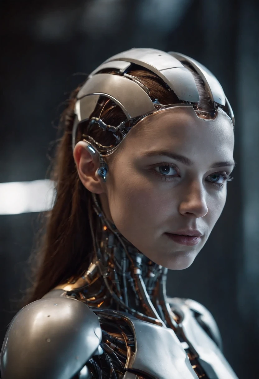 female cyborg, cybernetic body parts