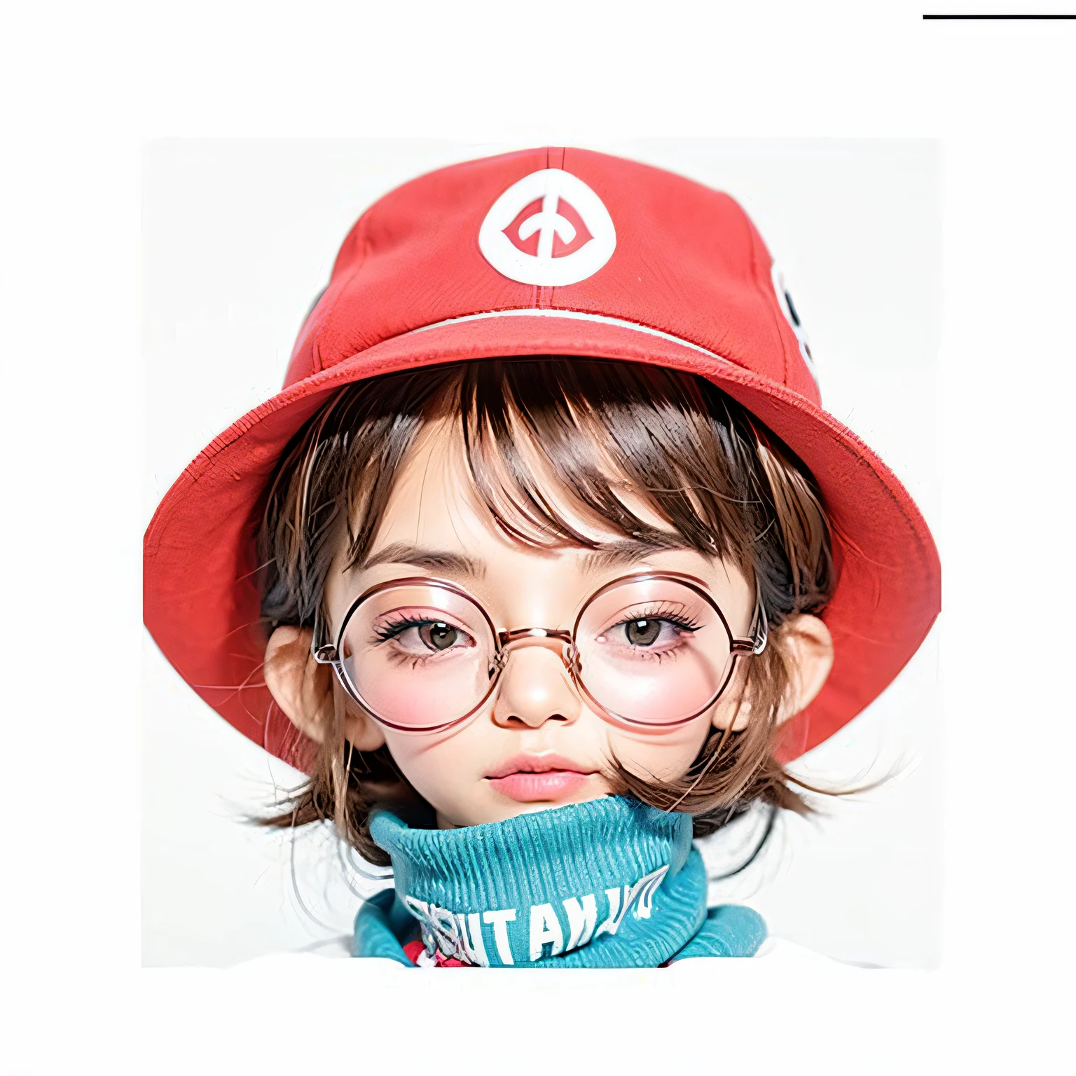 girl use red hat and glasses