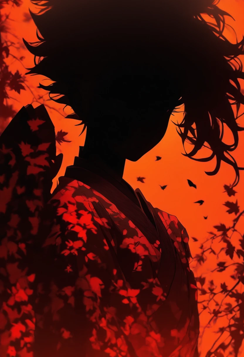 (Silhouette art, incision:1.6) (((arte em papel cortado, A world where only black exists:1.3) (Cowboy shot), 1 girl, Solo, (Hanfu girl, profile:1.2), White, Clear and beautiful face, Little rabbit at your feet、Behind the full moon broke (Colored leaves、amarelo　Red:6.1) Textured glass background, masterpiece, ccurate, anatomically correct, high details, best quality, award winning, 8k