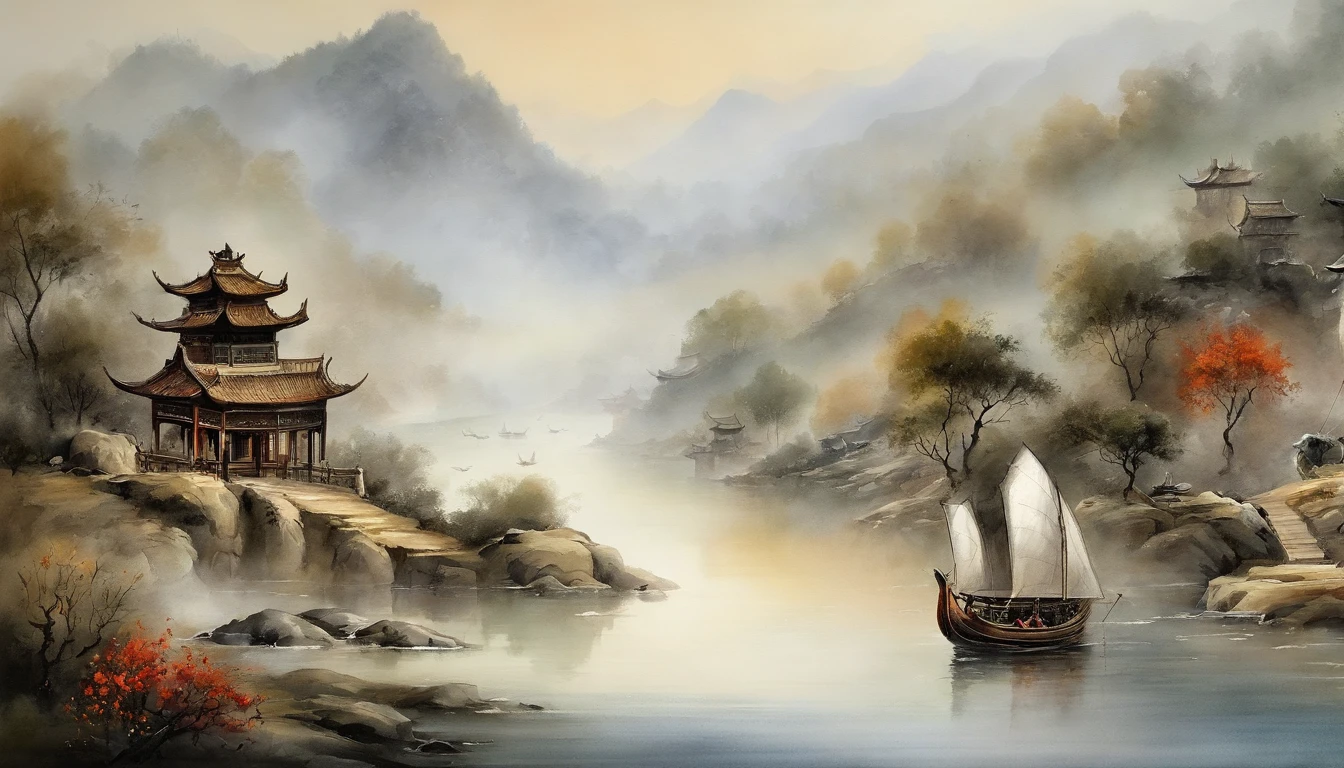 painting of a ancient bridge in the sky, a Chinese fairy girl flying over white cloud, flowers and water, divine realm of the gods, Heaven in mist!!!!!!!!, divine illumination, super details, esoteric equation heaven,  breathtaking, breathtaking art, Floating everything in the sky, futuristic utopian metropolis, Chinese painting