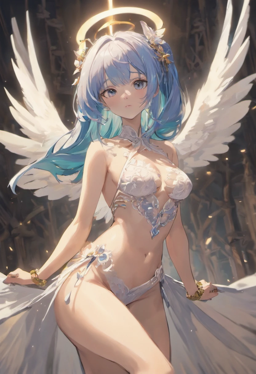 ((Masterpiece, Highest quality)), Detailed face, CharacterDesignSheet， full bodyesbian,, Highly detailed, Depth, Many parts，Beautiful female，Extremely beautiful，High Balance, Natural light, Lace dress，Blue hair,long braid，hentail realism, shadowing,character sheets, reference sheet, Standing painting, 8K,8 Super details, 1080p, Women's HD，Slim，femele, 16k, A high resolution, Best quality, High quality, Anatomically correct, Masterpiece, ccurate, hyper HD，As graceful as a swan，unreal-engine，Standing painting, angle of view,Yarn skirt，ssee-through，is shy