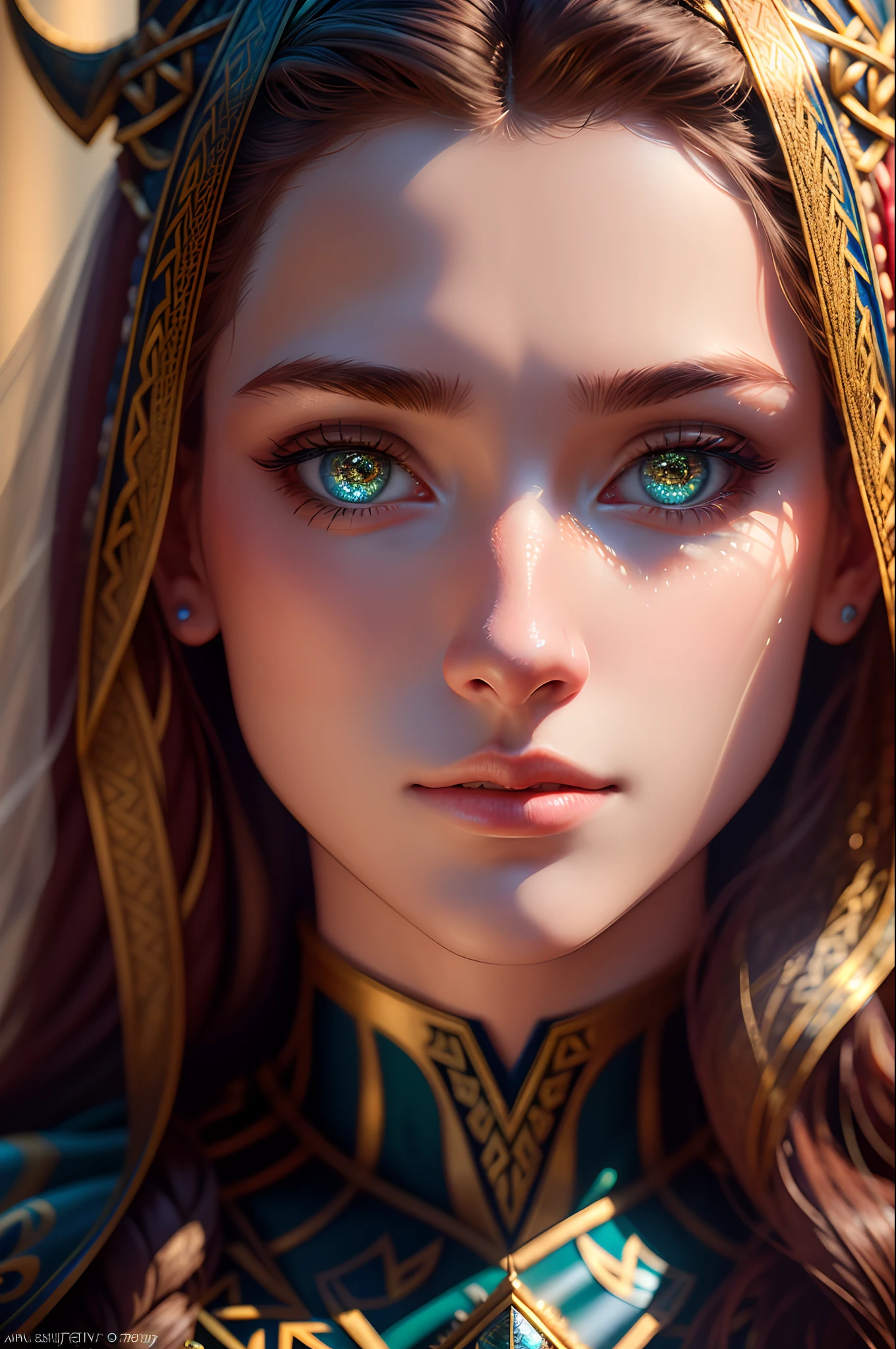 Masterpiece, highest quality, single focus, intricate (high detail: 1.1) (perfect face: 1.1) viking pedigree, sparkling eyes, Lee Jeffreys Nikon d850 film Stock Photo 4 Kodak portra 400 camera f1.6 lens rich Colors Ultra Realistic Lifelike Textures Dramatic Lighting Unreal Engine Trends on Artstation Cinestill 800