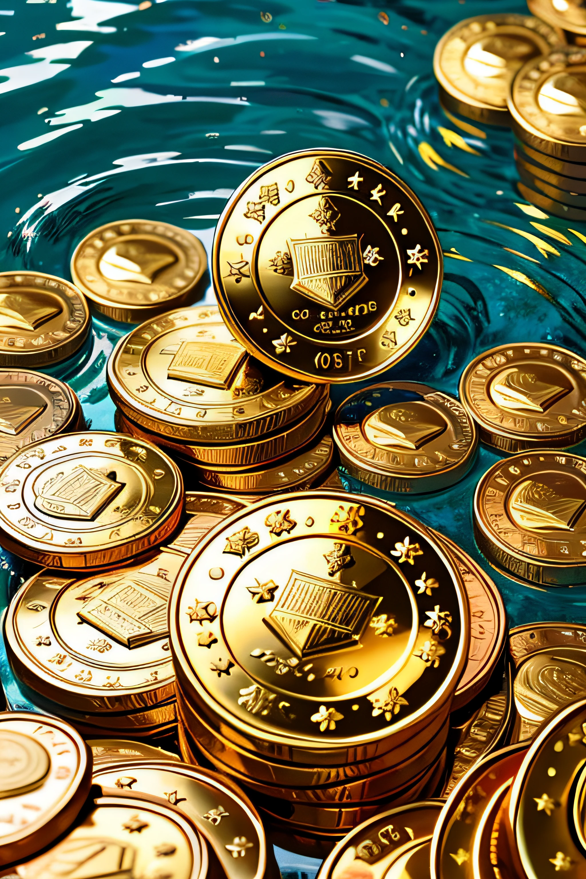 fonte jorrando moedas de ouro