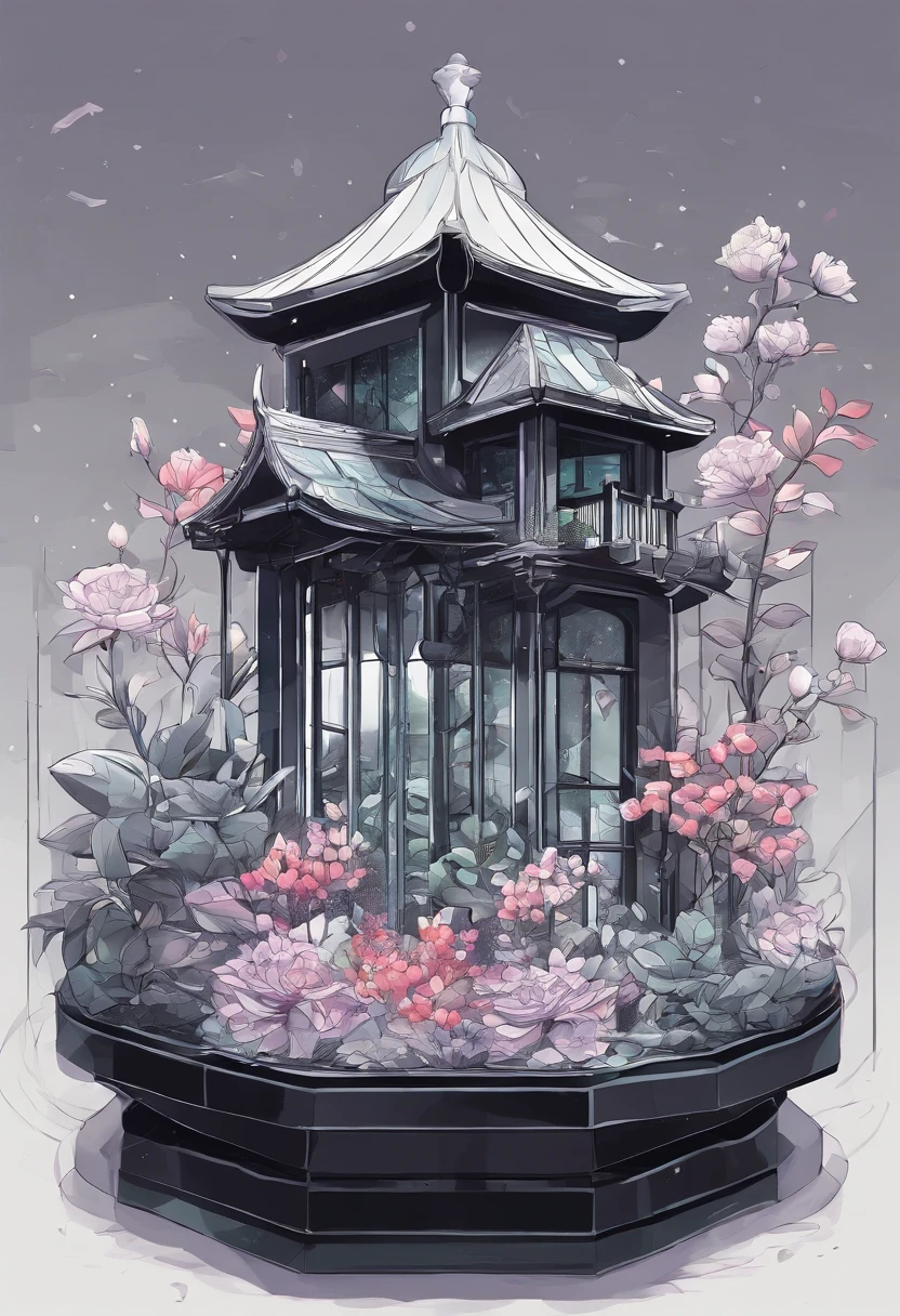 Mysterious plant、Black Rose、hexagonal shaped、glasshouse
