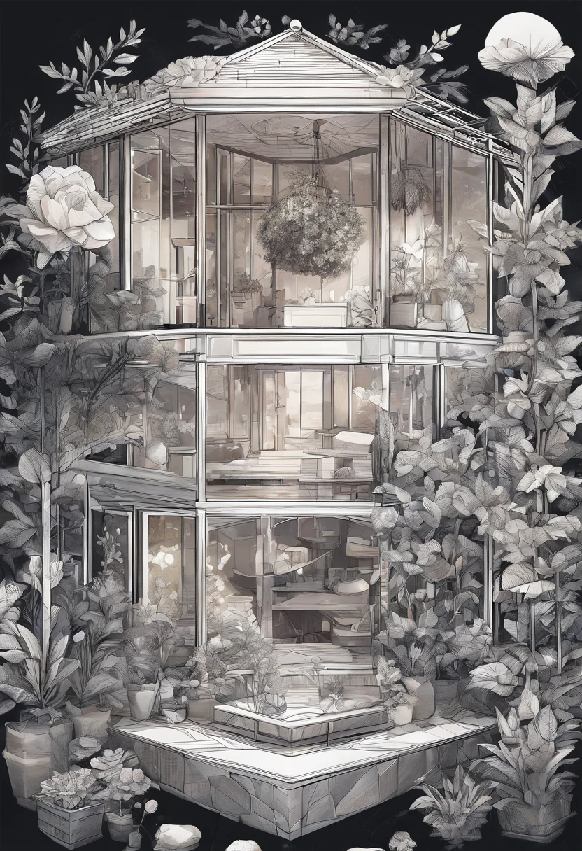 Mysterious plant、Black Rose、hexagonal shaped、glasshouse