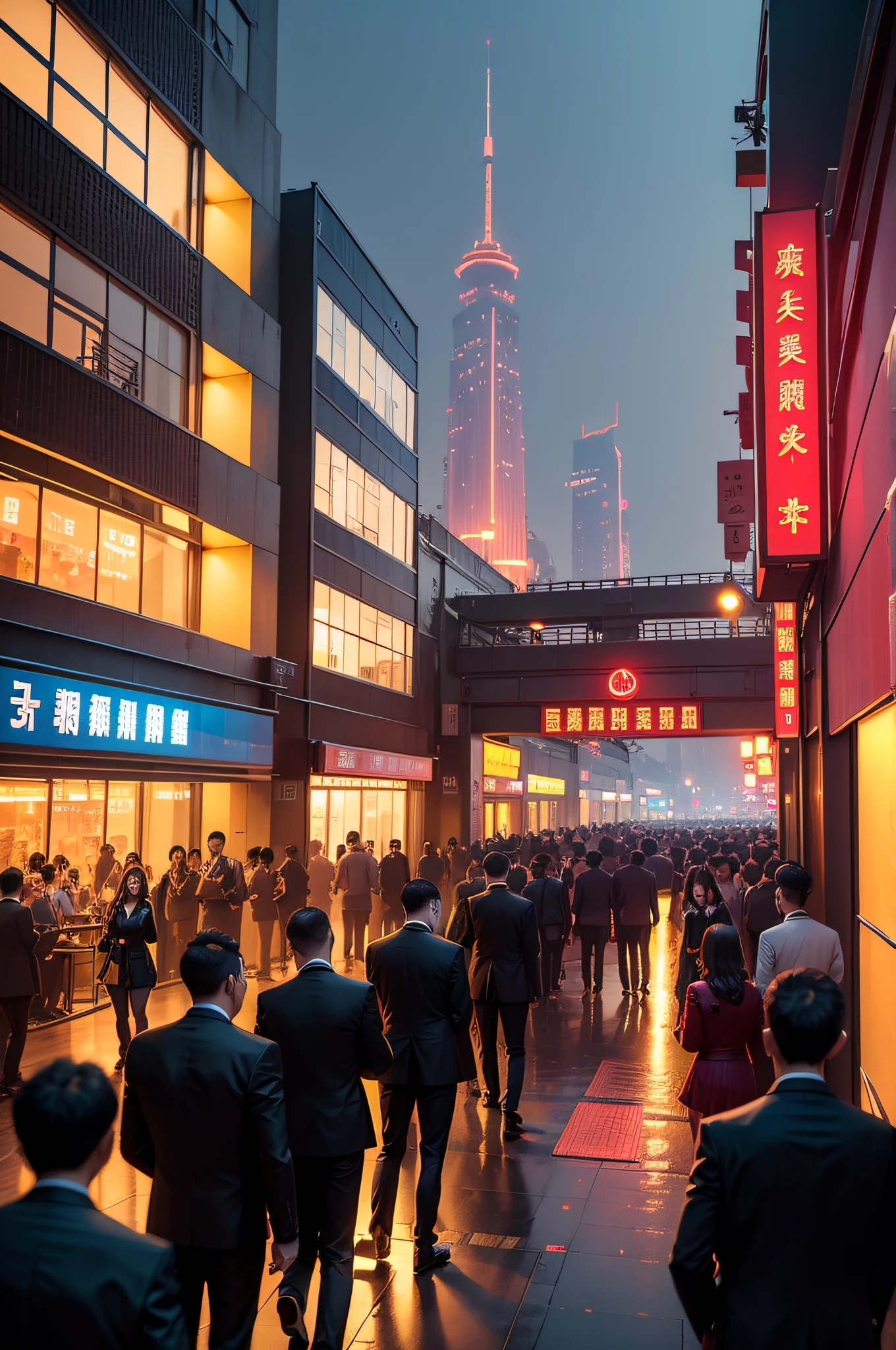 Chongqing Wanzhou,Wanzhou Port,SPACE CLUB,Wanda Plaza,pedestrian walkway,crowd of,nightclub,Riman,vehicles,lamplight