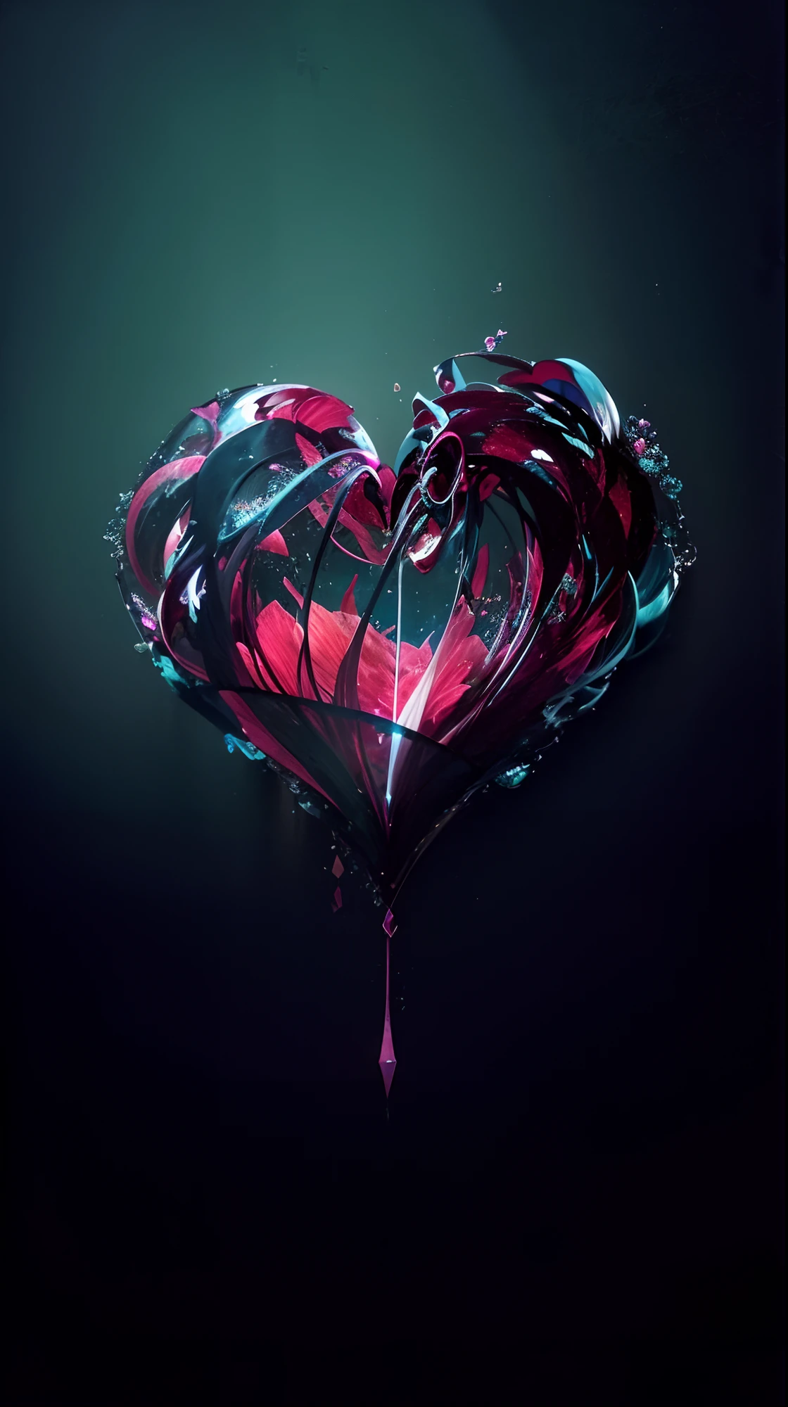 (a girl with)glass heart,(best quality,4k,8k,highres,masterpiece:1.2),crystal clear blue water,delicate details of cracks,reflections of light,subtle transparency,romantic atmosphere,vibrant colors,blue and green hues,luminous glow,ethereal beauty,fragile yet strong,whimsical patterns+dazzling shards,artistic illustration style,impressionistic brush strokes,a touch of surrealism,serene garden backdrop,soft sunlight streaming through the trees,gentle breeze rustling the leaves,stillness and peace.