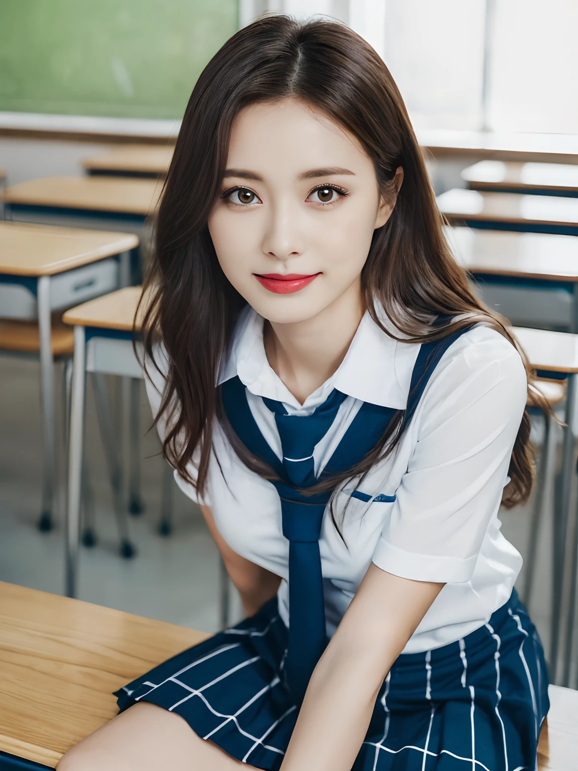 masutepiece, Best Quality, japanaese girl,1girl in, 8K, Raw photo, top-notch quality, masutepiece, nffsw:1.2, exceptionally detailed RAW color photo, professional-grade photograph, (Realistic, Photorealistic:1.37), (highly detailedskin:1.2), Ultra-high resolution, (lenz 50mm), (F/1.2),Exquisitely Detailed Eyes,Staring at the viewer,
break
With 1 girl (There are many elderly people:1.4), Beautiful face, kawaii,(Smile:1.05),(20yr old, Large breasts, wide-hips,Straight hair, (Short hair), Black eyes, white fine skin,small mouth, high cheekbones (Definition), Sexy Pose,(Leaning forward:1.3),(The to the FW:1.1),White panties、Korean Idol、Nogizaka Idol、hposing Gravure Idol、Adults、女優、(masutepiece, top-quality:1.3), (Ultra detailed 8K cg:1.2), (hyper realisitic:1.35), (Photorealistic:1.45), (Realistic:1.4), Cowboy Shot,
1 beautiful Japanese girl, 22 years old, super model, Japanese Idol, __expression__, Large breasts, (sitting on the desk:1.1), (School uniform:1.4), (Spread legs:1.2),
(School classroom background:1.1),