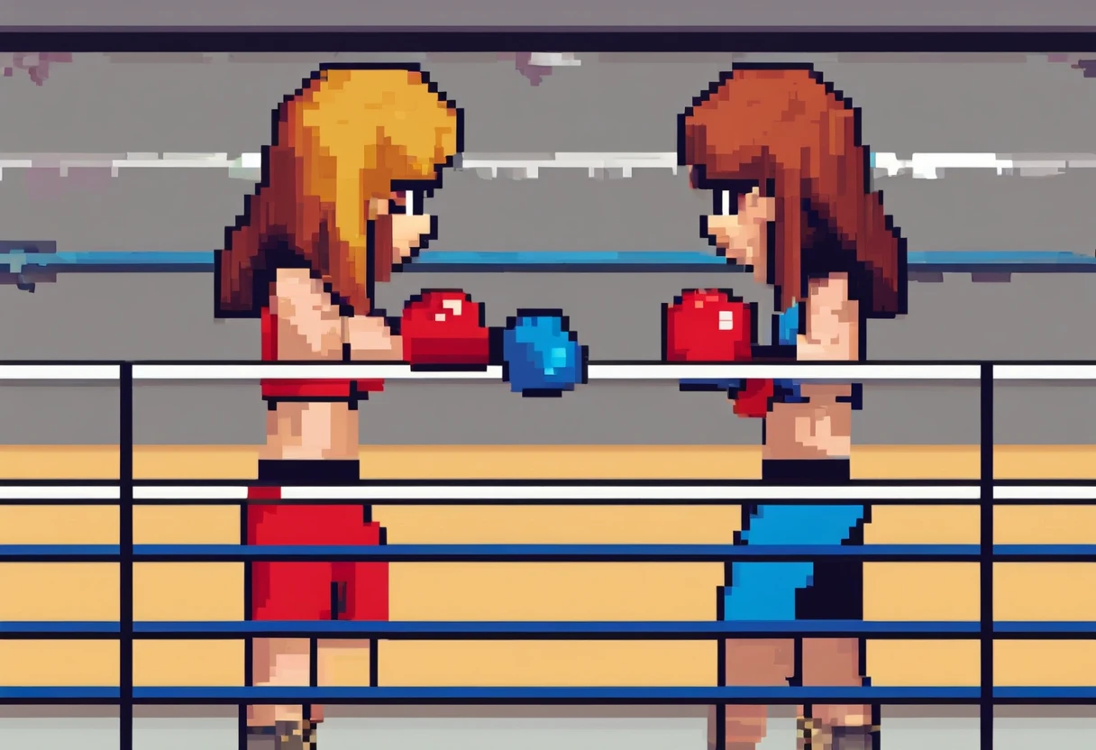 2girls,(boxing match:1.5),face to face