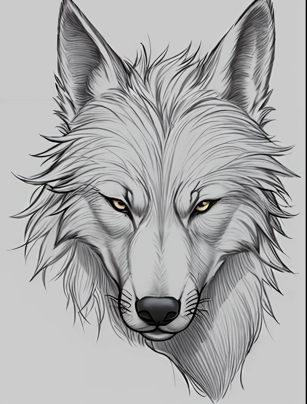 Sketch, white background, solo, wolf, beast