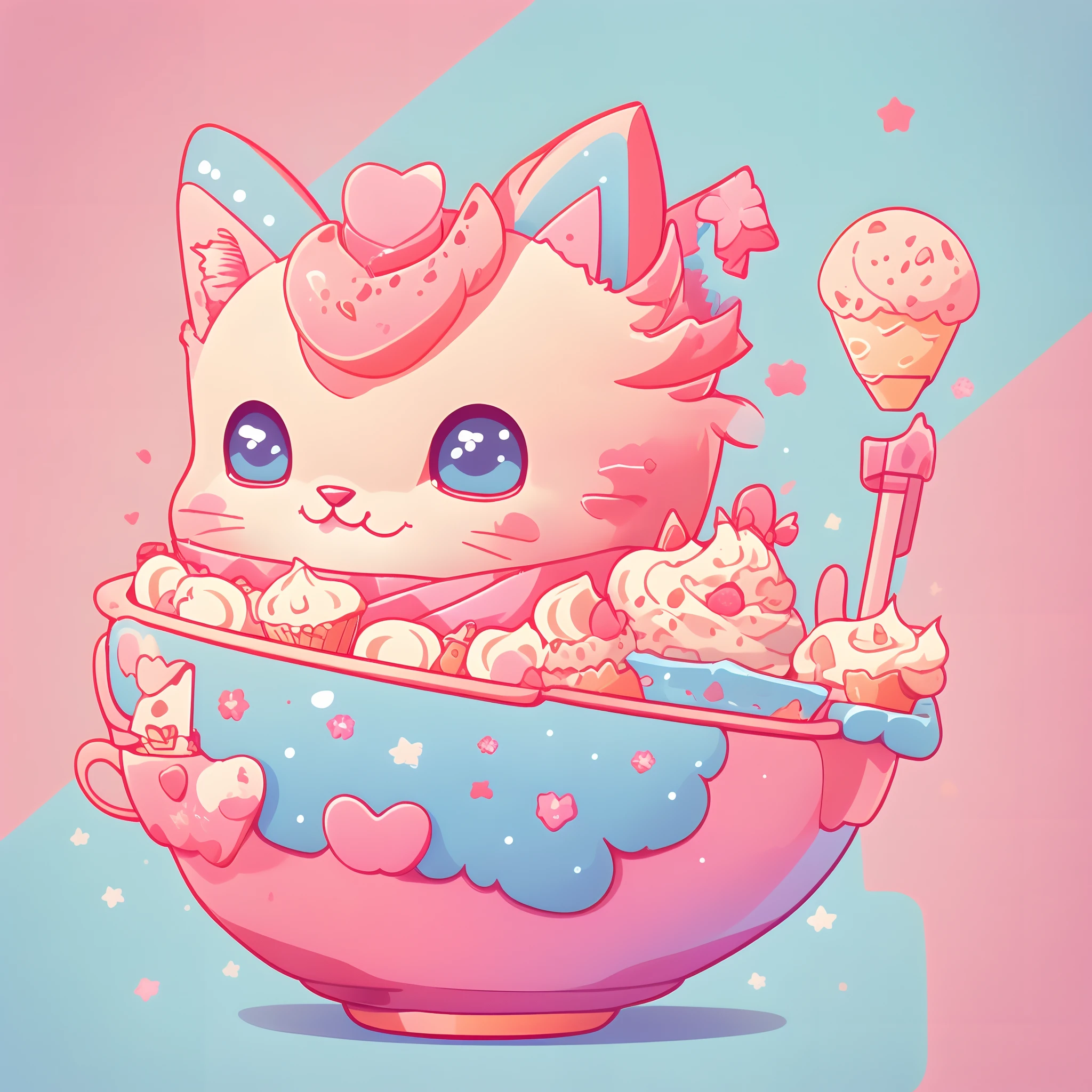 A cute cat enjoying an ice cream cone with a 3D logo design on it. (best quality,4k,8k,highres,masterpiece:1.2), ultra-detailed, (realistic,photorealistic,photo-realistic:1.37), HDR, UHD, studio lighting, vivid colors, bokeh