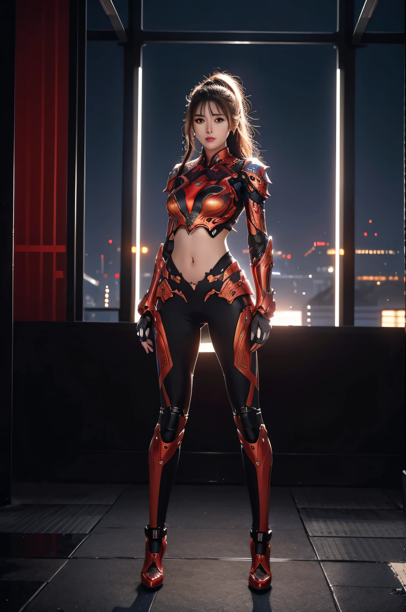 ((battle with monsters))、highest quality、masterpiece、ultra high resolution、(Photoreal:1.4)、RAW photo、1 girl、golden hair、glowing skin、(((1 Mechanical Girl)))、with a beautiful knife、（Blue Metal Bodysuit）、(beautiful forest background)、(battle with monsters)、(Small LED)、((Ultra realistic details))、vertical giant monster background),global illumination、Shadow、octane rendering、8k、super sharp、big breasts、The bare skin of the cleavage is exposed、Metal、intricate decorative details、Japan details、very intricate details、realistic light、Trends in CG society、red eyes、Eyes shining towards the camera、Mechanical vertebrae attached to back with mechanical edge blood vessels connected to neon details tubes、cervical vertebrae mechanically attached to the neck、(Wires and cables connecting to the head)、gundam、Small LED、,mechanical thighs、2 stocks、（Hands are also made of machineonster attack）、（injured in a deadly fight）、