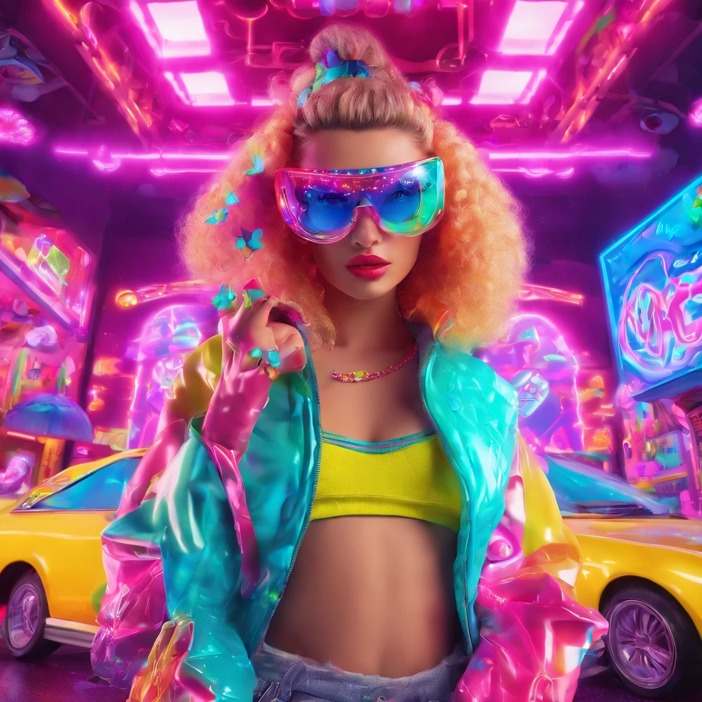 In a whimsical kawaii cafe, Kitten Fluffy, crafted from highly detailed curling, thin glowing multi-colored smoke, dons a rose flower hoodie and fancy funny stylish giant shiny sunglasses. Against a backdrop of vibrant neon typography spelling VIKUSIA, FAINOHO DNIA, capture its enchantment in a digital art masterpiece. Incorporate volumetric 3D rendering, Octane render, and vibrant graffiti elements to create a fantasy illustration that showcases its fashion-forward style. Make it pop with a poster-worthy 3D render that embraces the essence of this captivating character ((stunningly tantalizing view)). 3D, highly detailed, sharp focus, 8K, ultra quality, UHD, crystal clear, bokeh. Black magic Pocket Cinema Camera 6K Pro with Sigma 18-35mm f/1.8 DC HSM Art lens Canon EOS 5D Mark IV camera with a Canon EF 24-70mm f/2.8L II USM lens --ar 9:16 --v 5.2 --s 750, architecture, vibrant, wildlife photography, portrait photography, fashion, cinematic, typography, 3d render, poster, photo