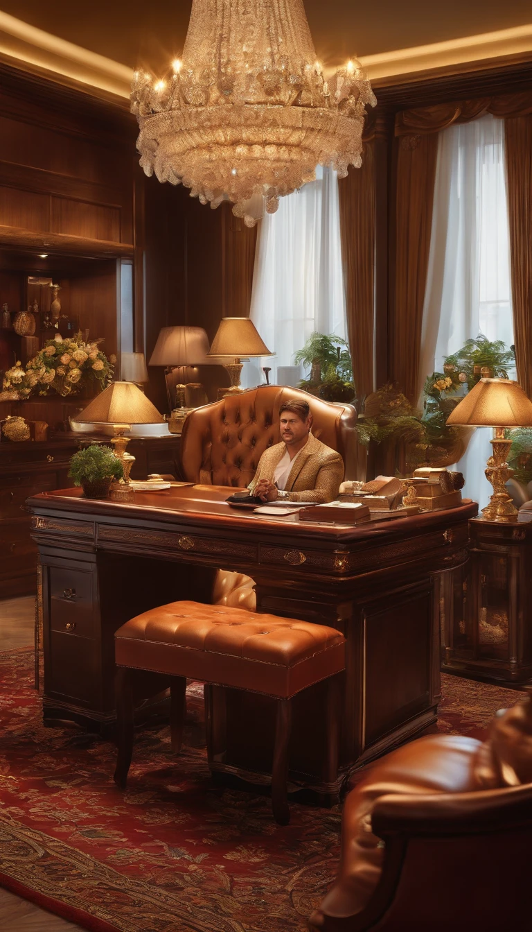 fat politicians,eating burgers,seeting in the office,moneys flowing around,illustration, ultra-detailed, realistic:1.37,vivid colors,sharp focus,professional,UHD,studio lighting,bokeh,portraits,warm color tones,soft lighting,rich texture,detailed facial features,fine clothing,fancy office furniture,expensive suits,indulgent expressions,luxury watches,high-end accessories,confident body language,abundance of cash,stacks of money,piles of coins,tasty and juicy burgers,greasy fingers,dripping cheese,mouth-watering condiments,rich and flavorful toppings,thick and fluffy buns,luxurious interior design,extravagant decorations,plush carpets,elegant curtains,sophisticated artwork,sunlight streaming through windows,glowing desk lamps,shadows casting on the walls.