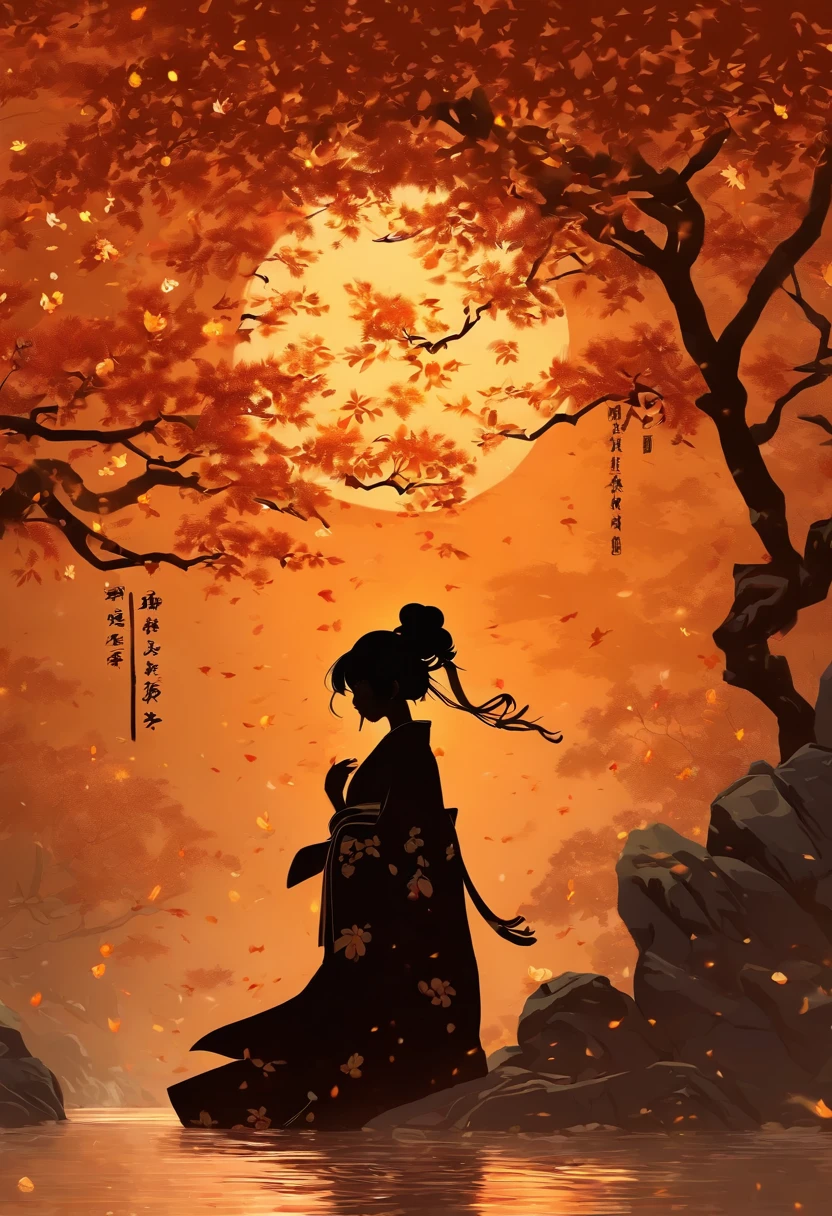 (Silhouette art, incision:1.6) (((arte em papel cortado, A world where only black exists:1.3) (Ancient Chinese Hanfu), 1 girl, Solo, (Ancient Chinese long-haired girl, profile:1.2), White, Clear and beautiful face, The rabbit stands at the girl's feet, Behind the full moon (A osmanthus tree, Fallen leaves fall, ) Textured glass background, atmospheric perspective, masterpiece, ccurate, anatomically correct, high details, best quality, award winning, 8k