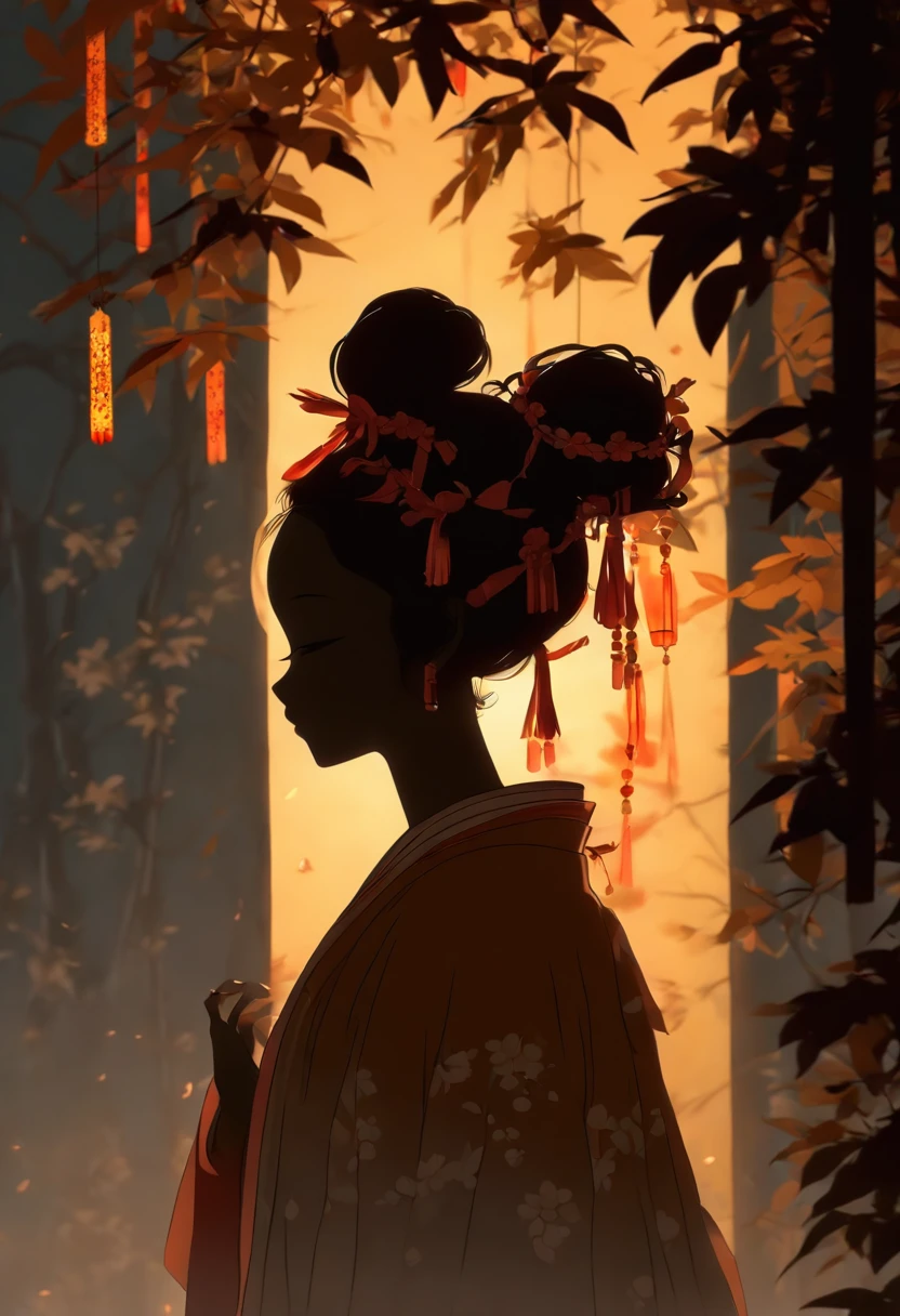 (Silhouette art, incision:1.6) (((arte em papel cortado, A world where only black exists:1.3) (Ancient Chinese Hanfu), 1 girl, Solo, (Ancient Chinese long-haired girl, profile:1.2), White, Clear and beautiful face, The rabbit stands at the girl's feet, Behind the full moon (A osmanthus tree, Fallen leaves fall, ) Textured glass background, atmospheric perspective, masterpiece, ccurate, anatomically correct, high details, best quality, award winning, 8k