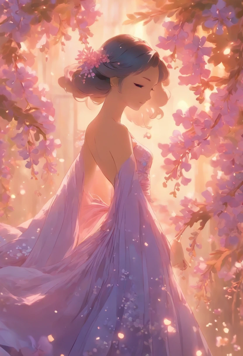 Jacaranda，The flowers of the jacaranda take on a rich purple hue，The colors are bright and pastel，It's like a work of art，The petals are soft and delicate，It's like layers of tulle，Gently float in the air，It makes people feel extremely soft and warm，Dance on the branches，A skirt woven like fine blue silk thread，Light and tactful，Like a group of elegant dancers，Dance in a sea of flowers，