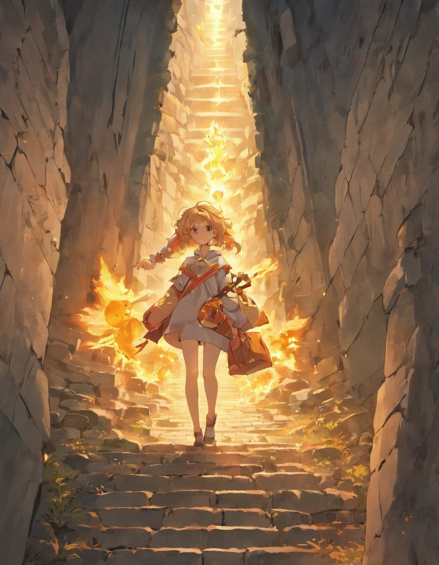 The group of people holding a map in their hands walked down the path in the stone wall maze, torches shining all around