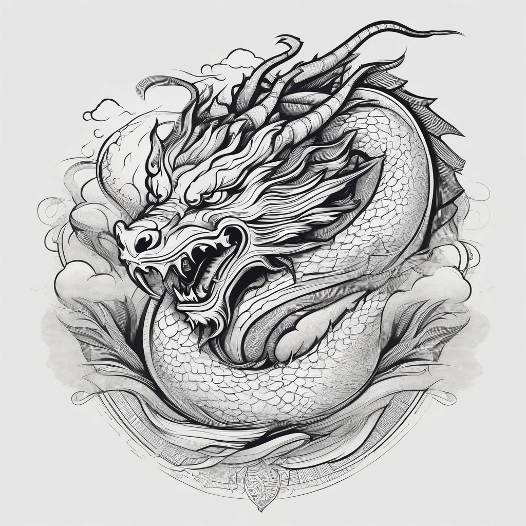 a logo, a Chinese dragon forming a "S-shape", in the thunderstorm, royal theme background, angry mode, with breathing fire, dark colored, best picture quality, highly detailed, ultra resolution