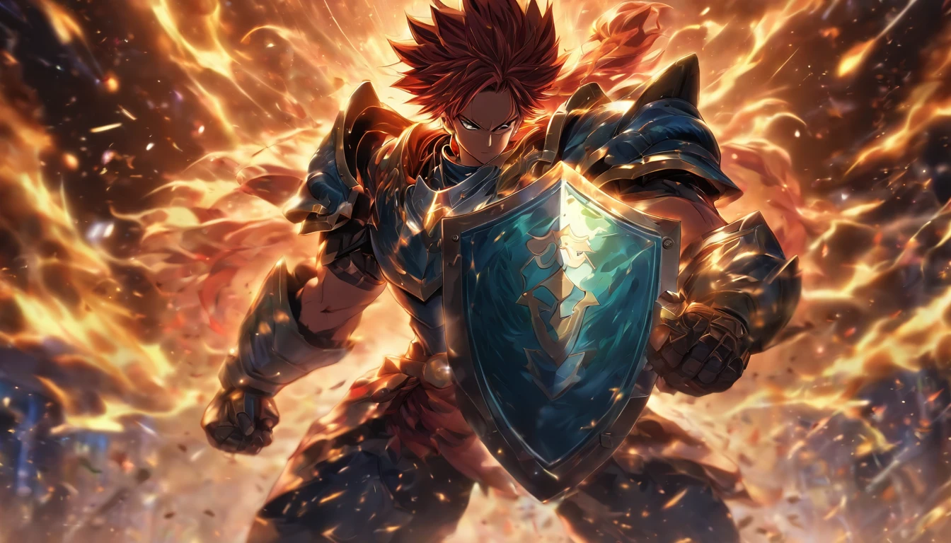 Illustration of holding a shield defending itself with a shield