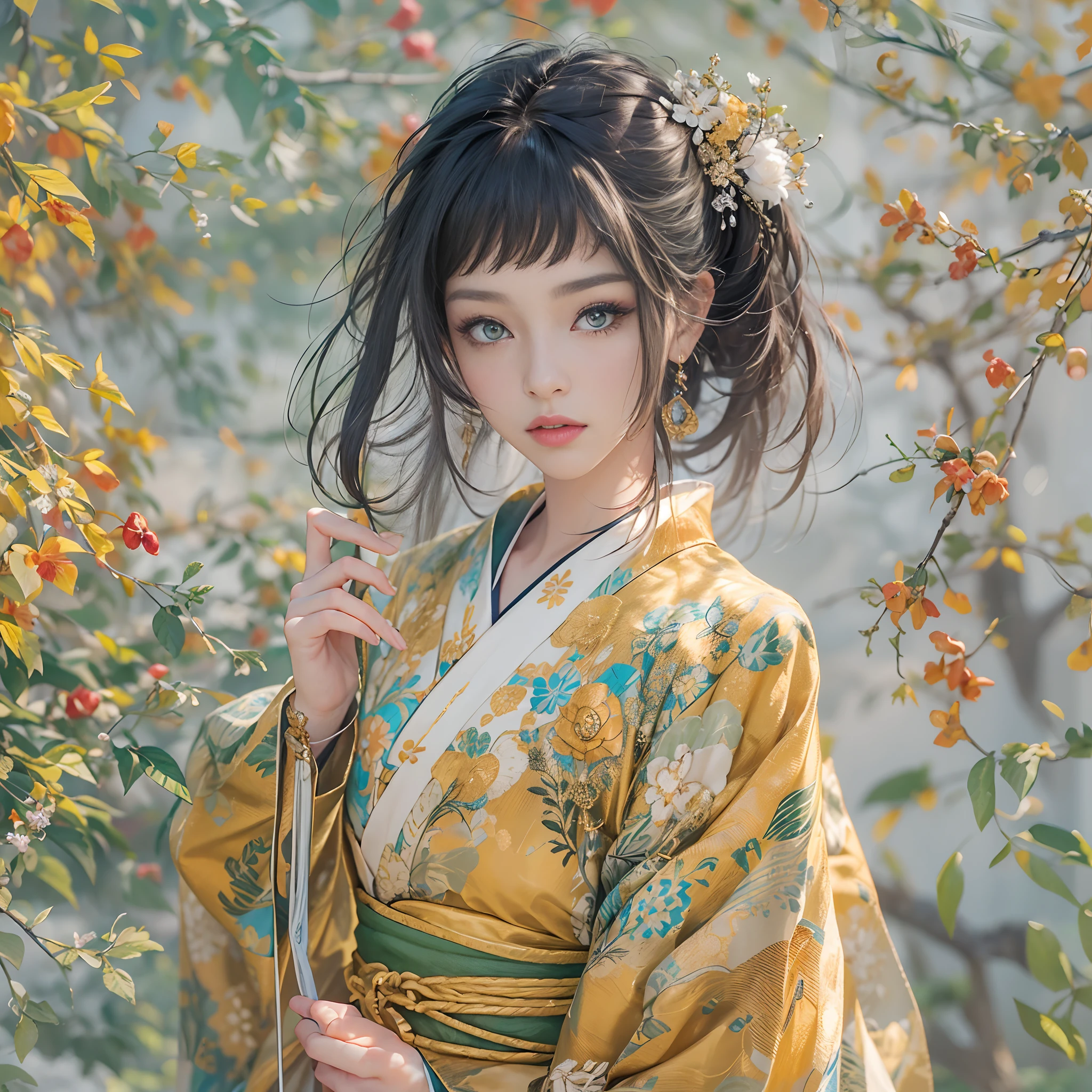 watching at viewers、Background with((ancient city:1.2)And the moon、(dense background:1.5))、BREAK {{{Luxury kimono(Colorful kimono(Detailed golden embroidery,))}}}、face perfect,Depict a beautiful and graceful woman of Japan,poneyTail、Woman with shiny black hair、perfect hand,Heart in the eye。odd eye,full body Esbian,Blur the background with a sickle,((masutepiece)), ((Best Quality))Wallpapers 16K, .Blur the background with a sickle,BREAK,((masutepiece)), ((Best Quality)),epicd(Lige Fries Photography、sony a7、50 millimeters、pores:1.5、Farbe、ultra-detailliert:1.5、film grains:1.4、hyper realisitic:1.5)、octan render、 ultra realistic lifelike textures、​masterpiece、unrealengine5、the Extremely Detailed CG Unity 8K Wallpapers、Madly detailed photo、Ultra-realistic light、(Pulitzer Prize for Best Photography、Taylor Wessing Award for Best Photography)