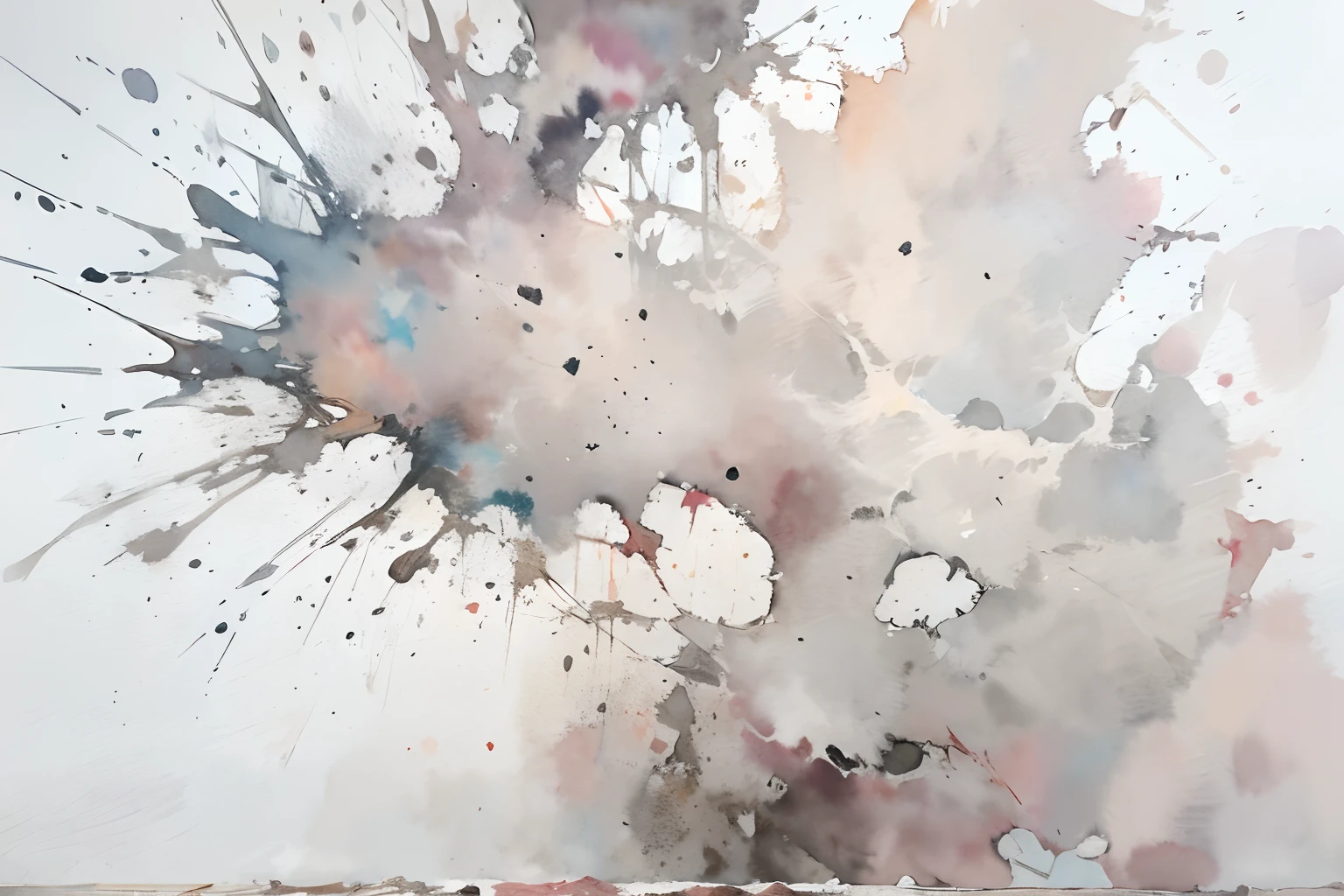 ((masutepiece)), (Professional Photography:1.2), (High Definition:1.3), Best Quality, (watercolor painting:1.3), from below, wide shot, dirty concrete wall (simple white background:1.10), grey fine ink splashing