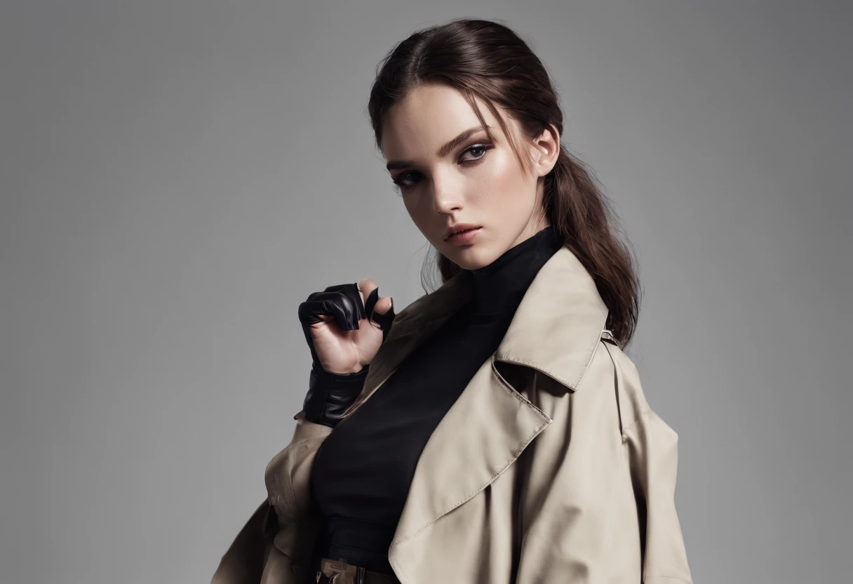 2girls,(boxing:1.5),trench coat