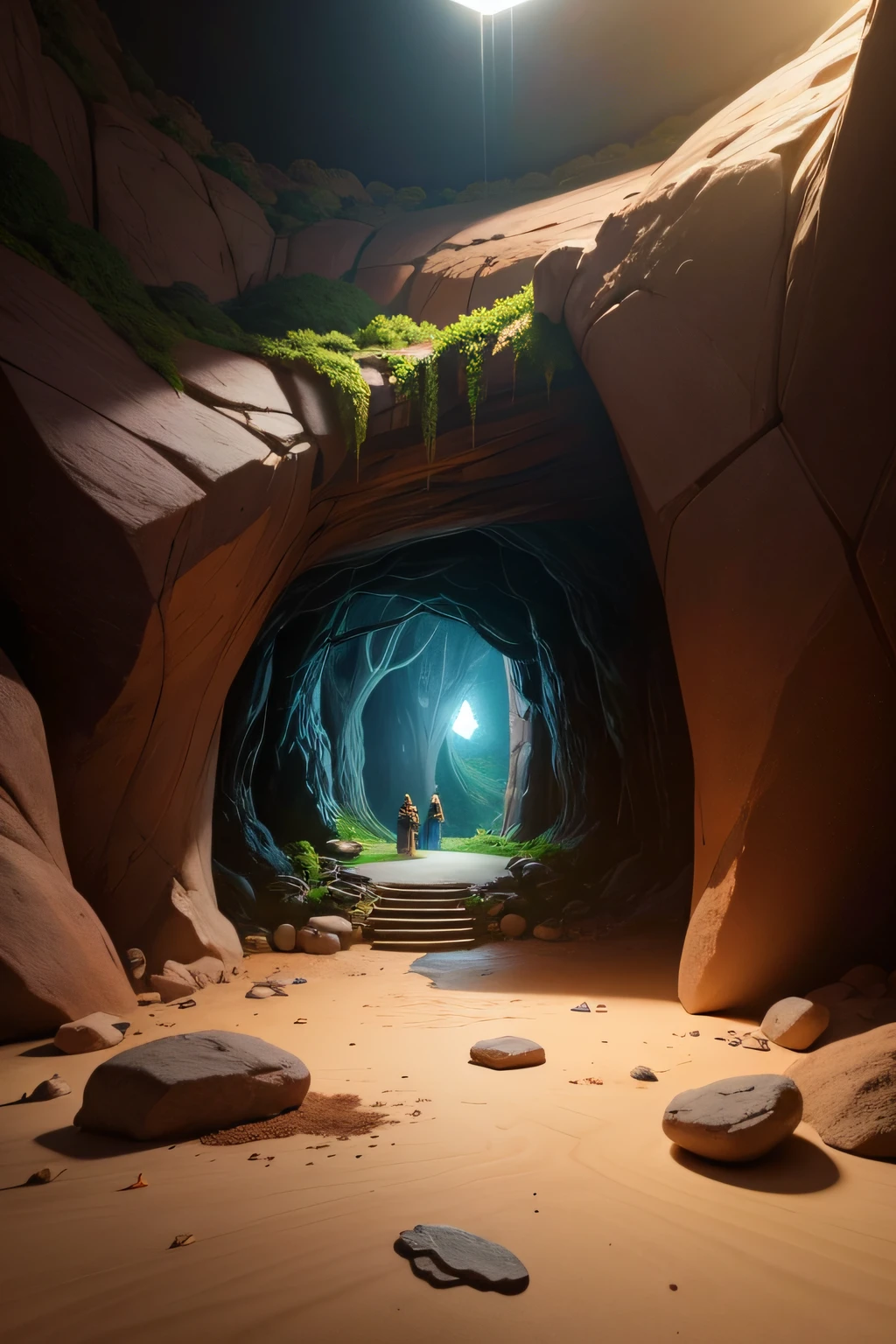 Desenha para mim o interior de uma caverna super realista e detalhada, Where I will put inside it the characters of the Dragon Cave cartoon