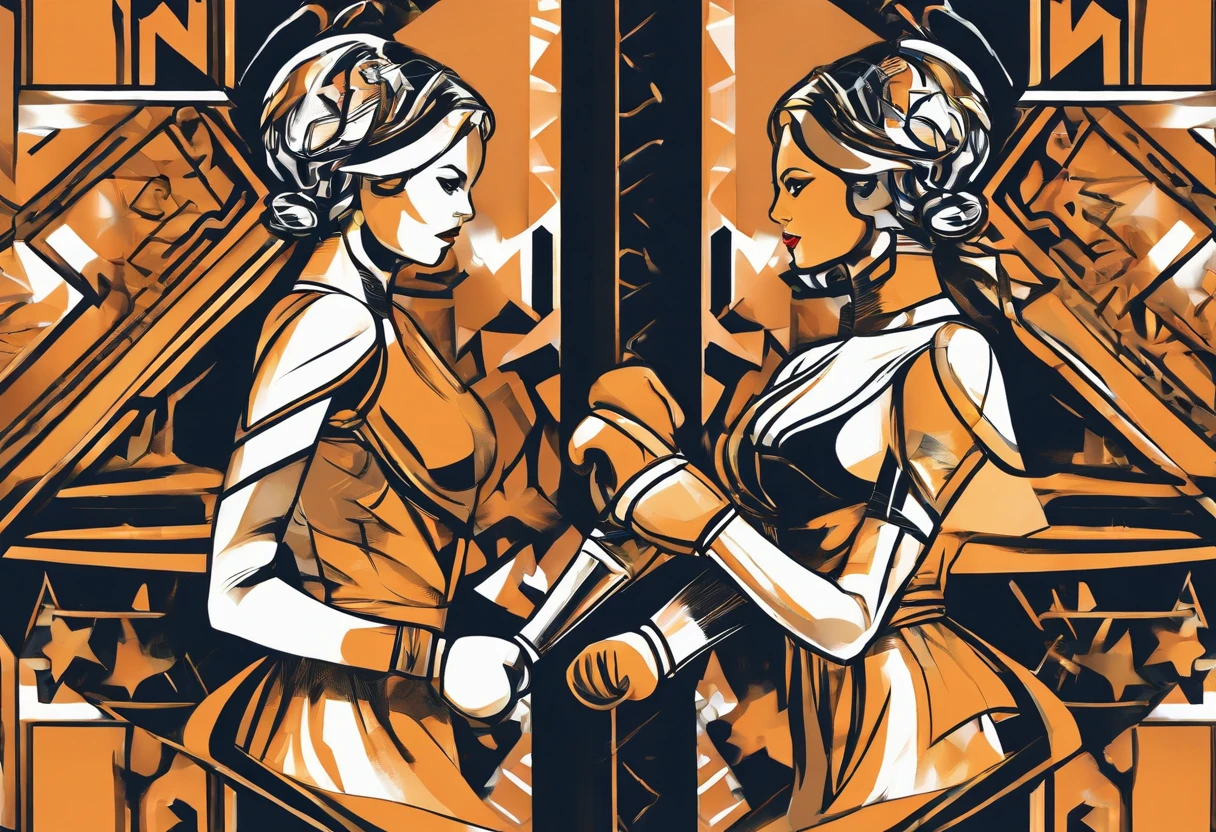 2girls,(boxing:1.5),