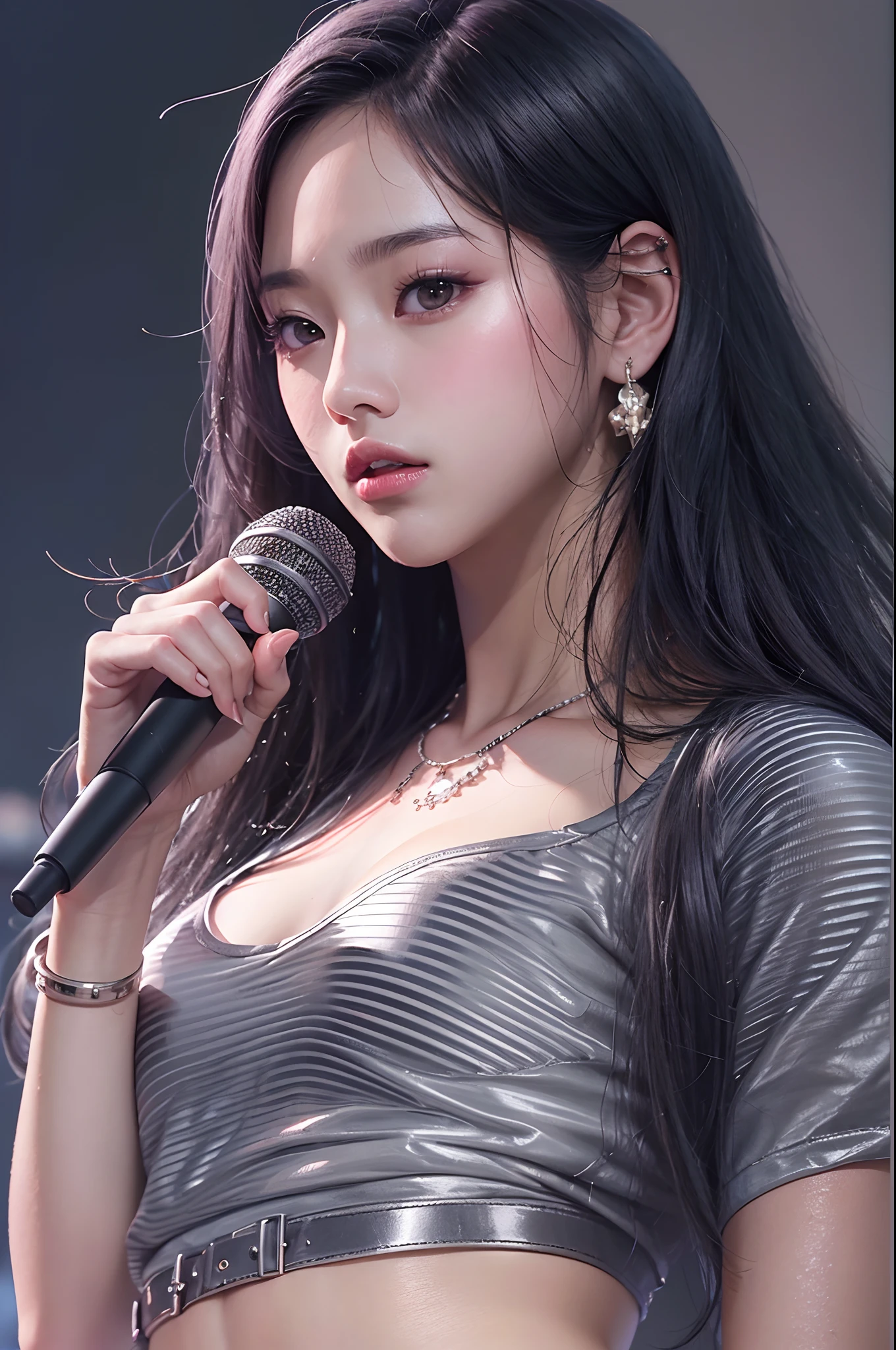 a close up of a woman in a short skirt and a microphone, jisoo from blackpink, jisoo of blackpink, blackpink jennie, bae suzy, portrait jisoo blackpink, lalisa manoban of blackpink, jia, performing on stage, kda, lalisa manobal, sun yunjoo, jossi of blackpink, jinyoung shin, aesthetic!!!!!! female genie