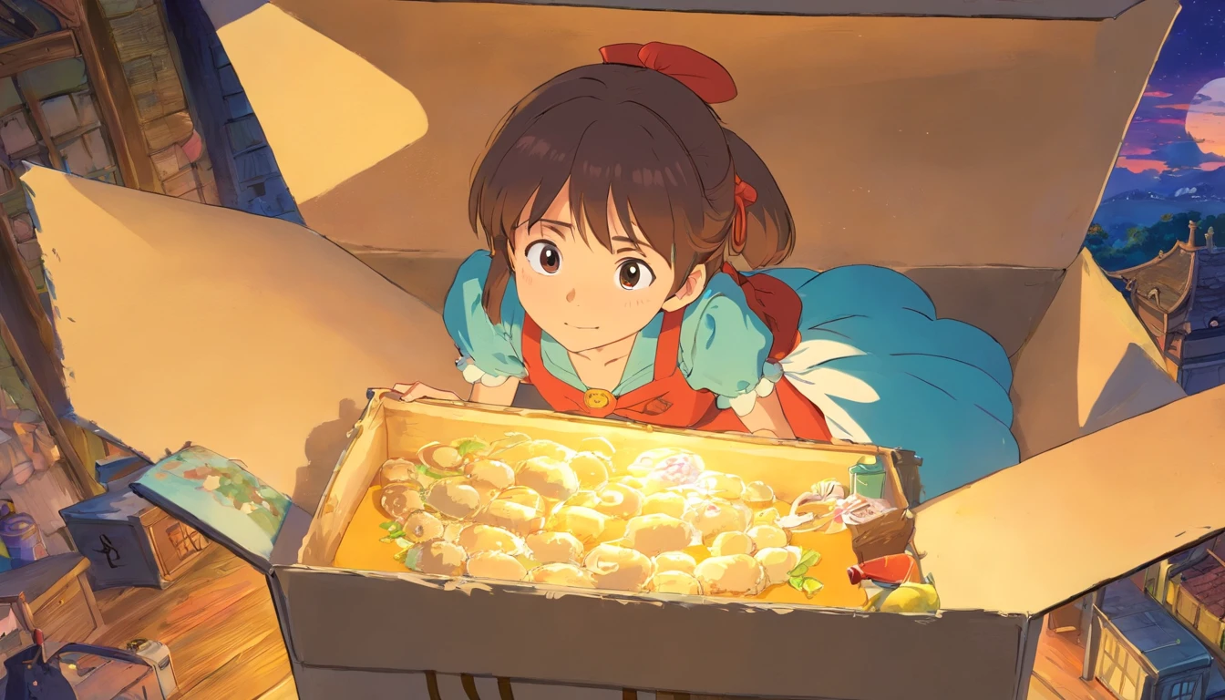 a girl that open a box