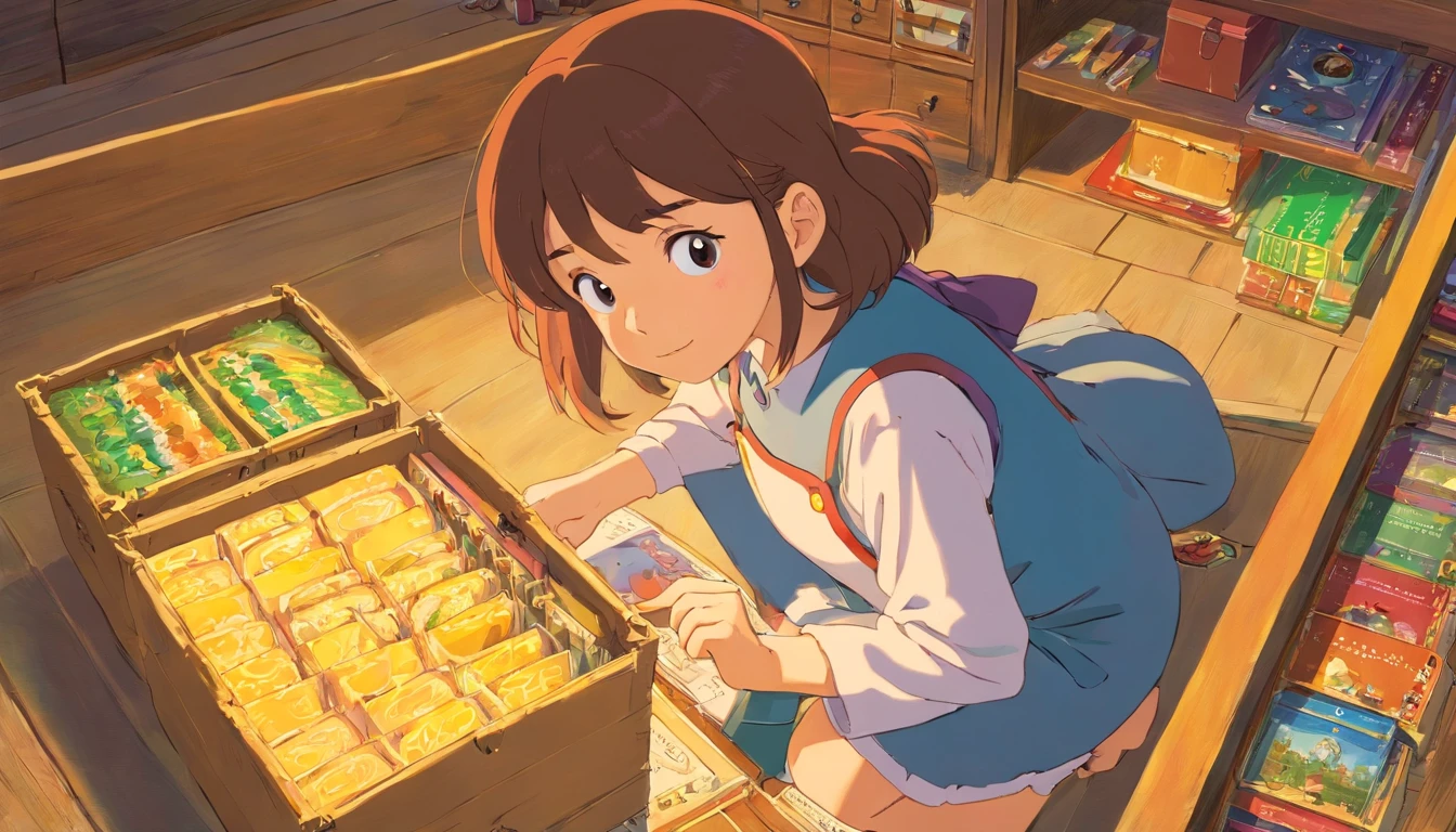 a girl that open a box