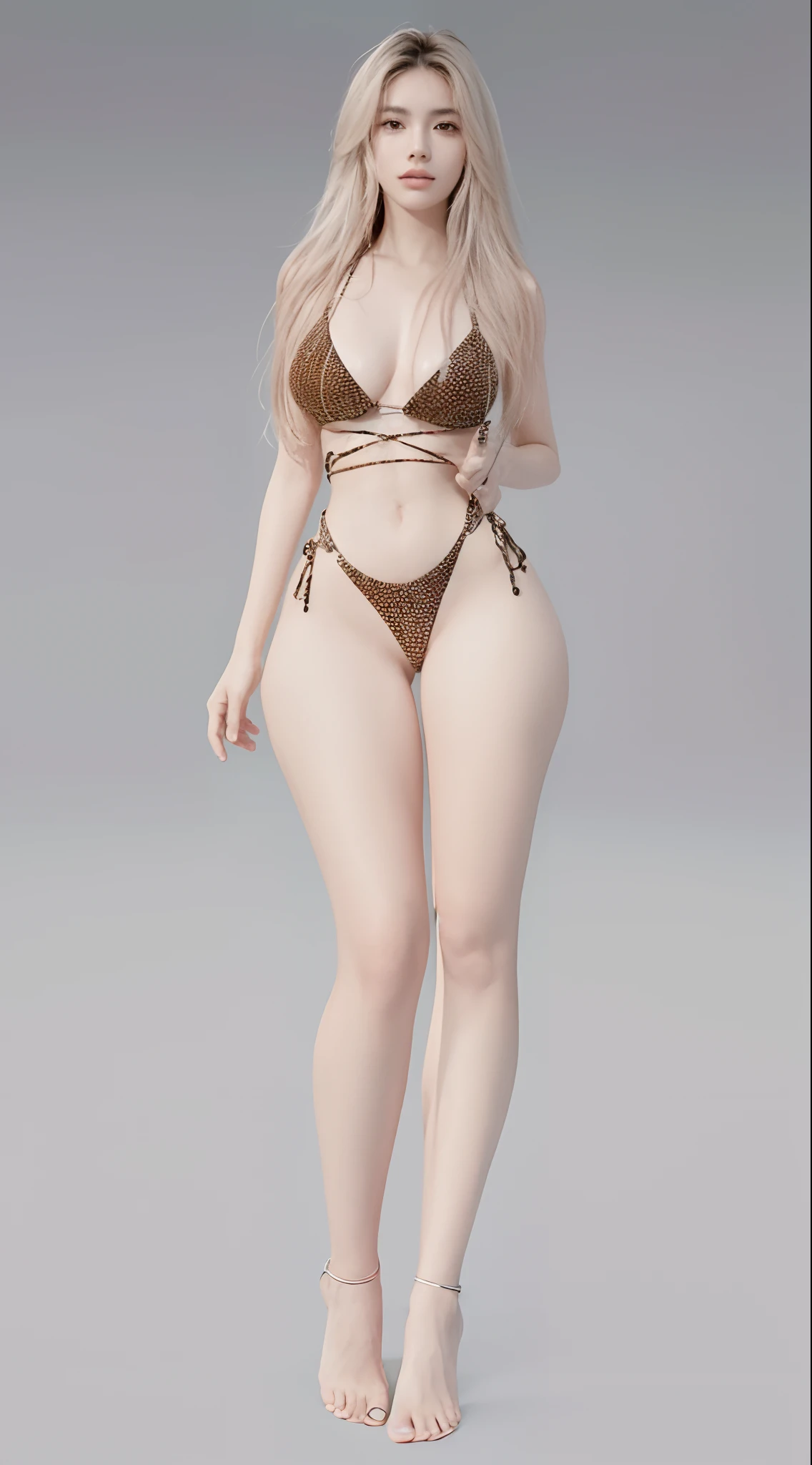 a close up of a woman in a bikini posing for a picture, Realistic bikini, corpo perfeito fotorrealista, corpo perfeito sombreado realista, corpo inteiro feminino, corpo inteiro altamente detalhado, corpo inteiro feminino, fotorrealista de corpo inteiro, tiro de corpo inteiro hiperdetalhado, imagem de corpo inteiro, full body and head view, is wearing a swimsuit, render de abril, corpo inteiro detalhado
