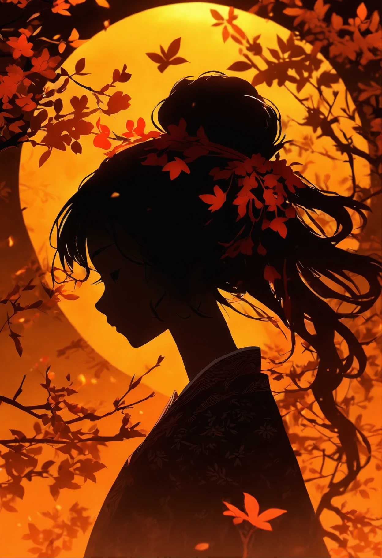 (Silhouette art, incision:1.6) (((arte em papel cortado, A world where only black exists:1.3) (Ancient Chinese Hanfu), 1 girl, Solo, (Ancient Chinese long-haired girl, profile:1.2), White, Clear and beautiful face, The rabbit stands at the girl's feet, Behind the full moon (A osmanthus tree, Fallen leaves fall, ) Textured glass background, atmospheric perspective, masterpiece, ccurate, anatomically correct, high details, best quality, award winning, 8k