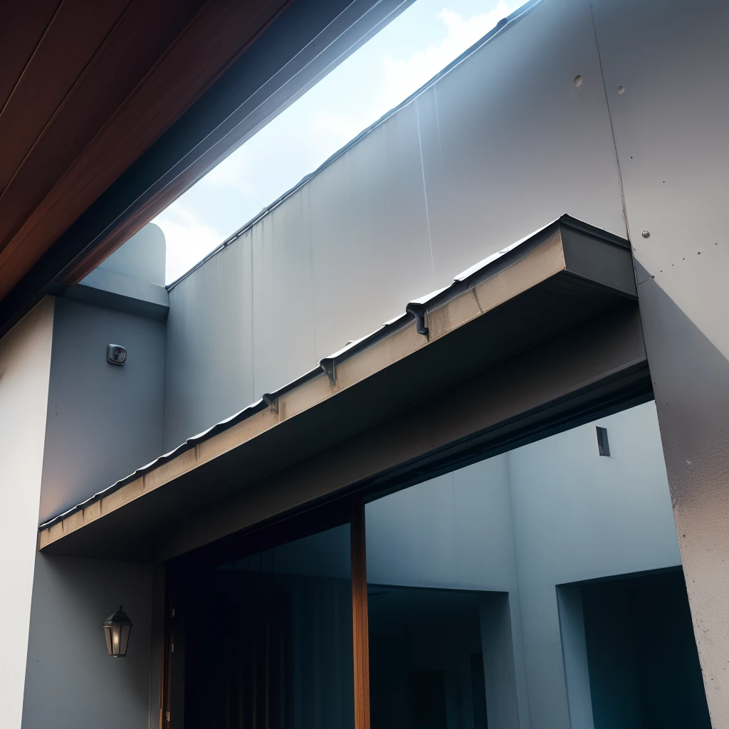A concrete gutters reinforced with a light roof allowing rainwater to pass through