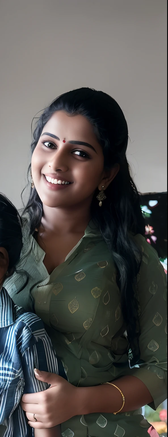realistic photograph of a young rustic Malayali village belle dressed in an ((unhooked blouse and Indian skirt)) standing inside a farm in rural India, fair skin, curvy and toned body, tall, big boobs, hourglass figure, big ass, seductive, detailed cute face, full lips, smiling, studio lighting , hyper realistic