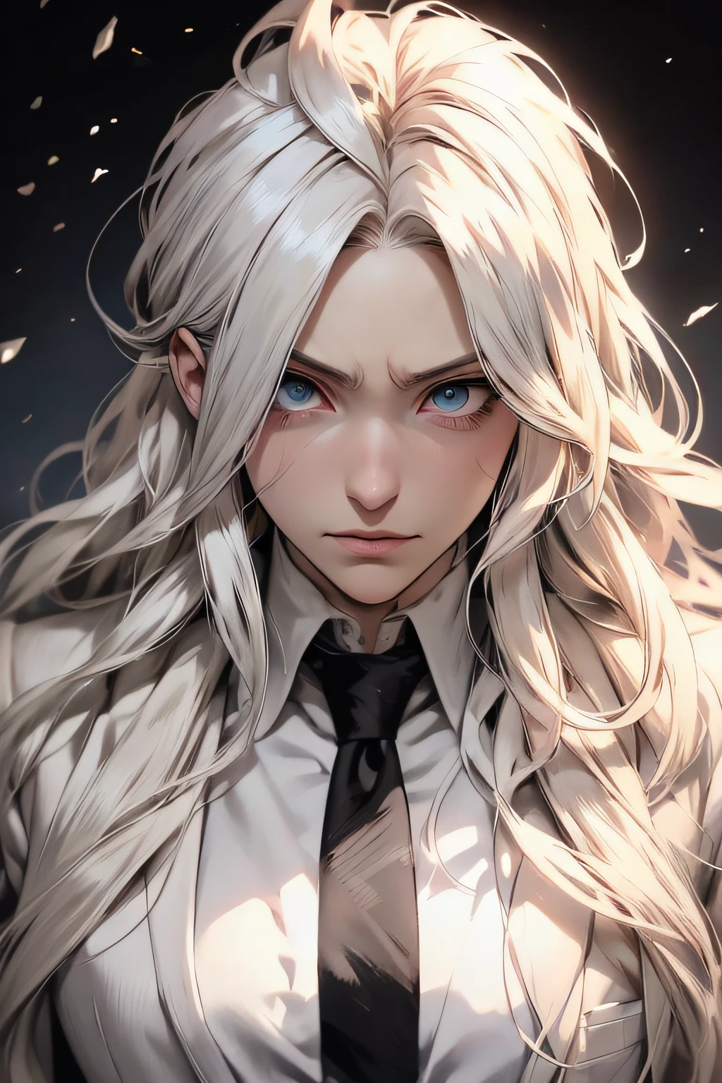 anime character with pure white hair and blue eyes staring at something, Gojo Satorou portrait, Gojo Satorou white hair, kaneki ken, ken kaneki, ufotable art style, Gojo satorou, male anime character, tokyo ghoul, white haired, nagito komaeda from danganronpa, white-haired