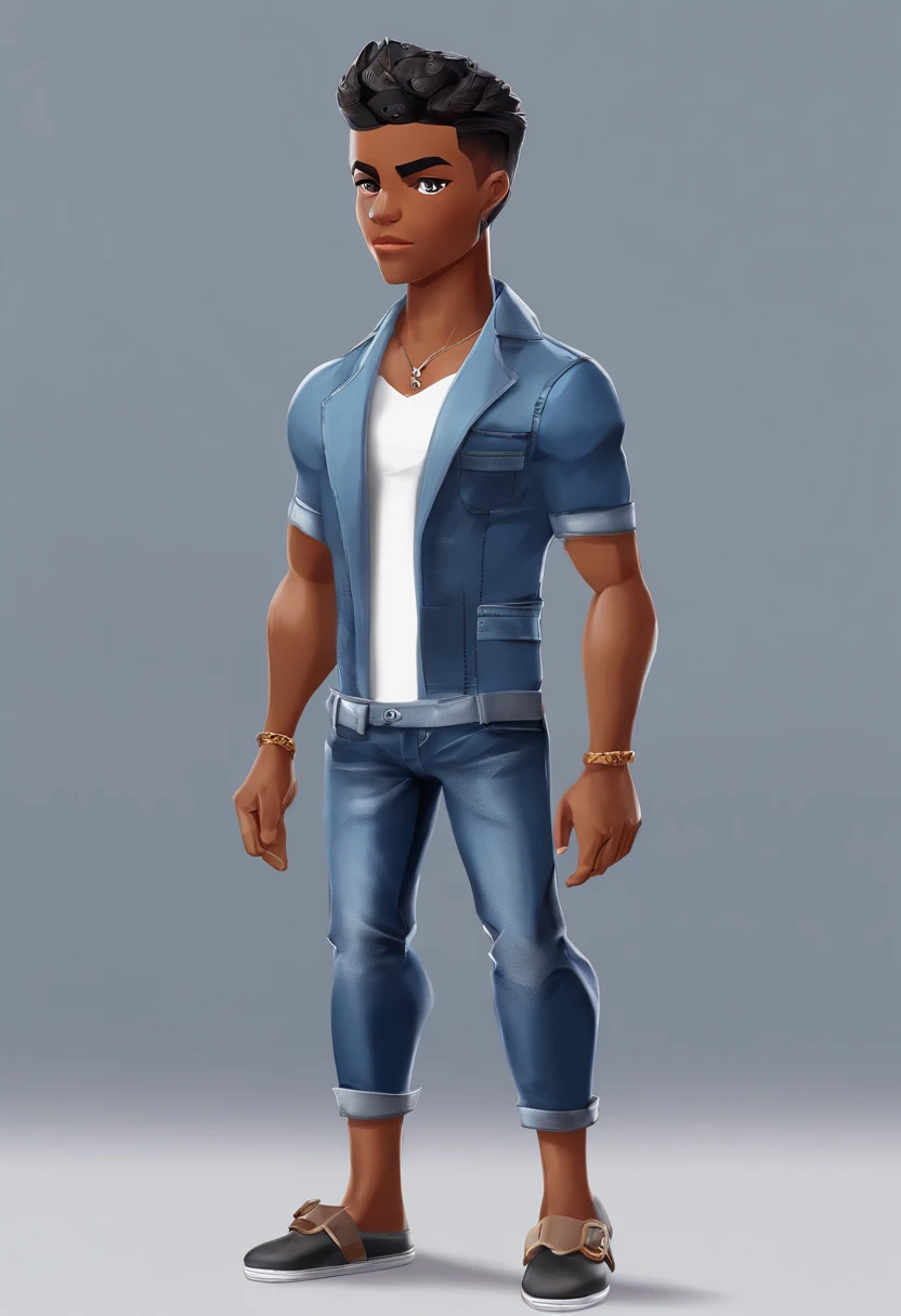 1pequeno menino africano ("Suit and pants") pele castanha escura:5, (corpo inteiro), ((pra escola))), hands in hair, acenando adeus, sombras realistas, olhos brilhantes, pele detalhada, olhos pretos levemente brilhantes, cabelo encaracolado preto, Estilo menino bonito jovem, Very detailed, Rosto 8k altamente detalhado, Formato de rosto perfeito, perfect full lips, nariz perfeito, corrigir olhos bonitos, Observador, T-shirt and jeans: 3.45, master part, melhor qualidade, only one, jeans, (((soio)), Chibi
