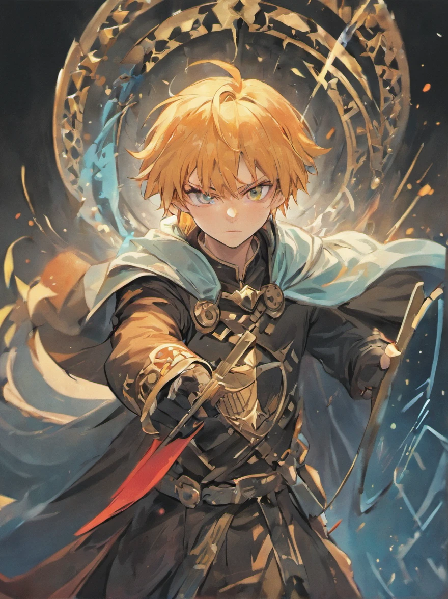 Illustration of mage holding a shield defending himself with a shield