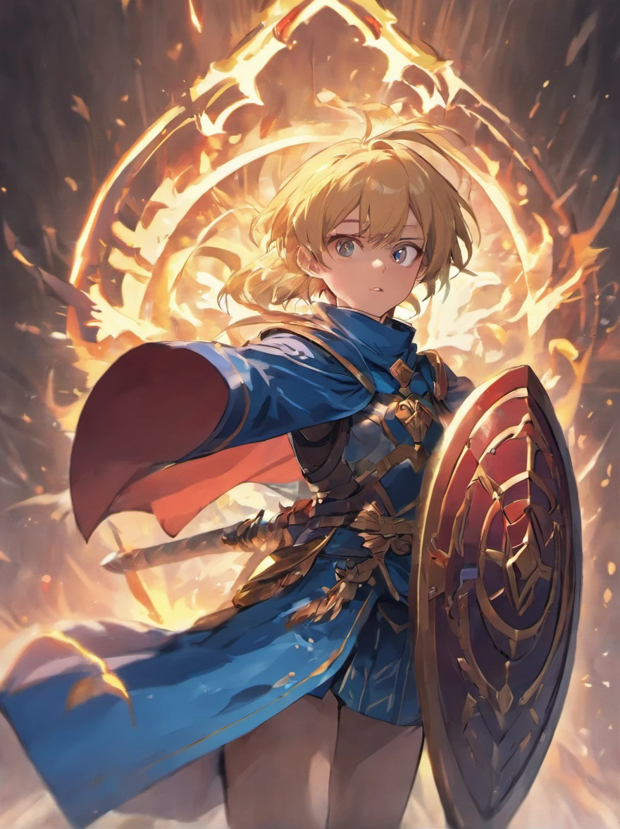 Illustration of mage holding a shield defending himself with a shield