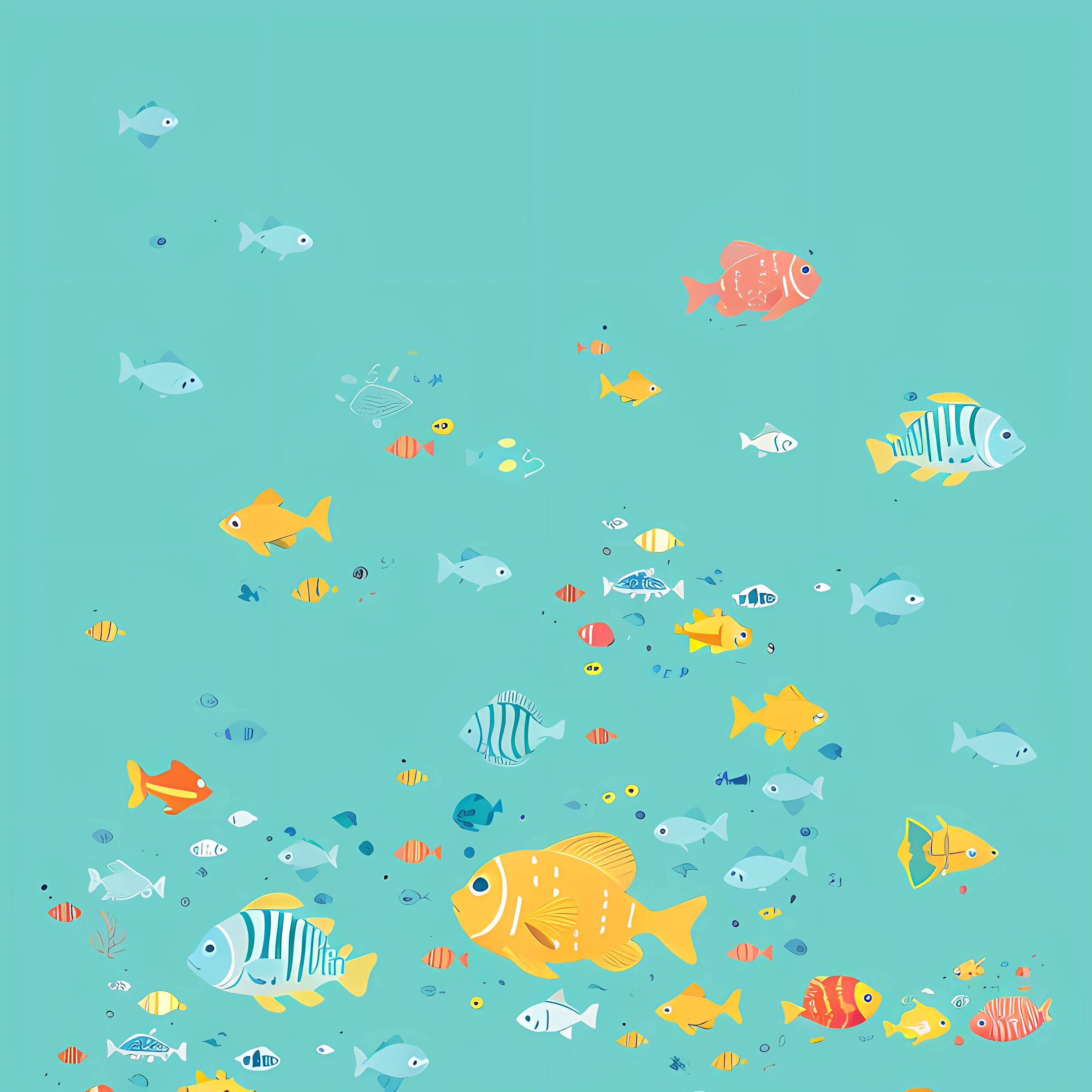 simple, vector, 4k, cheerful, flat background, illustration, under water, sea, kids background, colorful, reef, flat color, fish, pattern